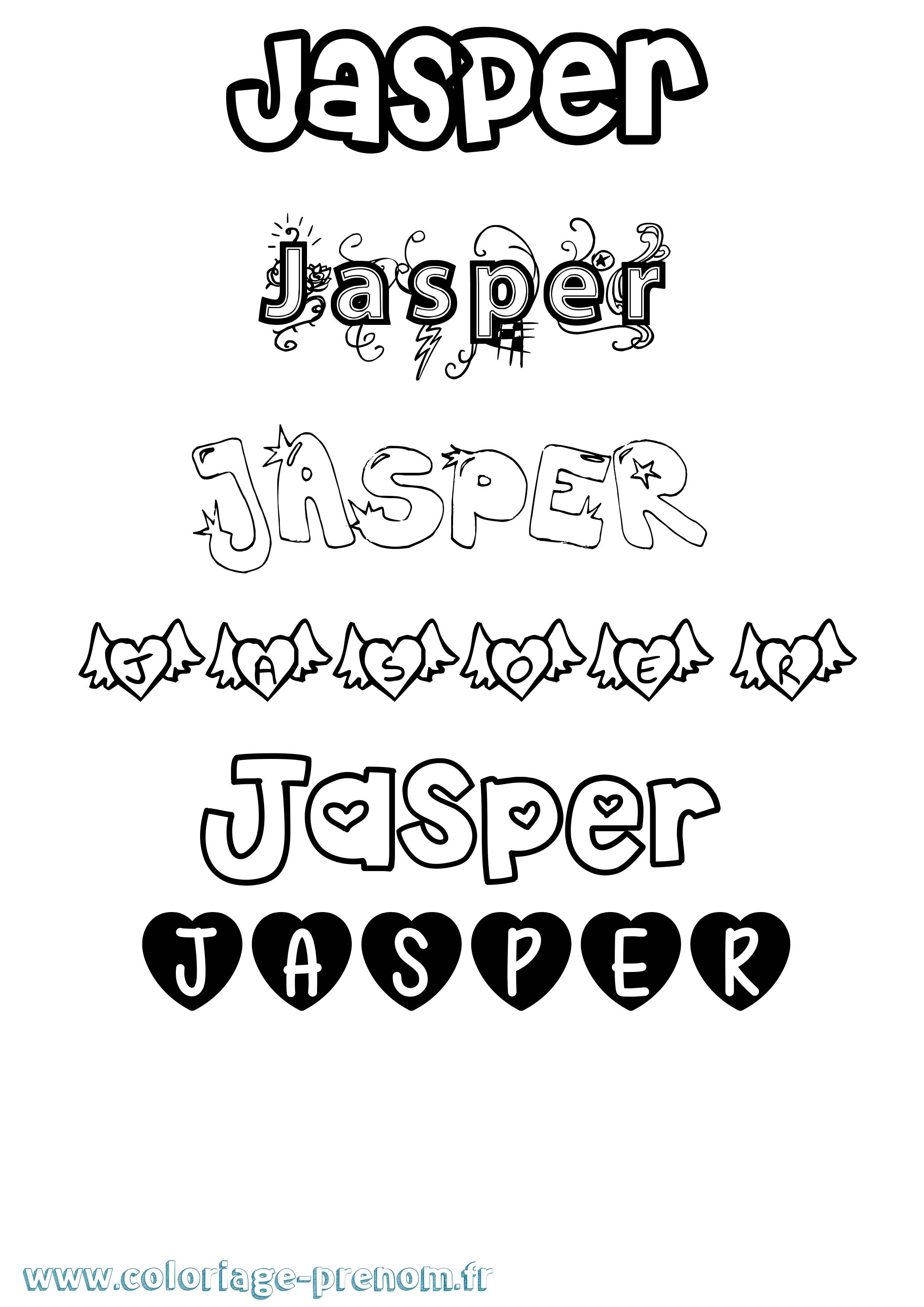 Coloriage prénom Jasper Girly