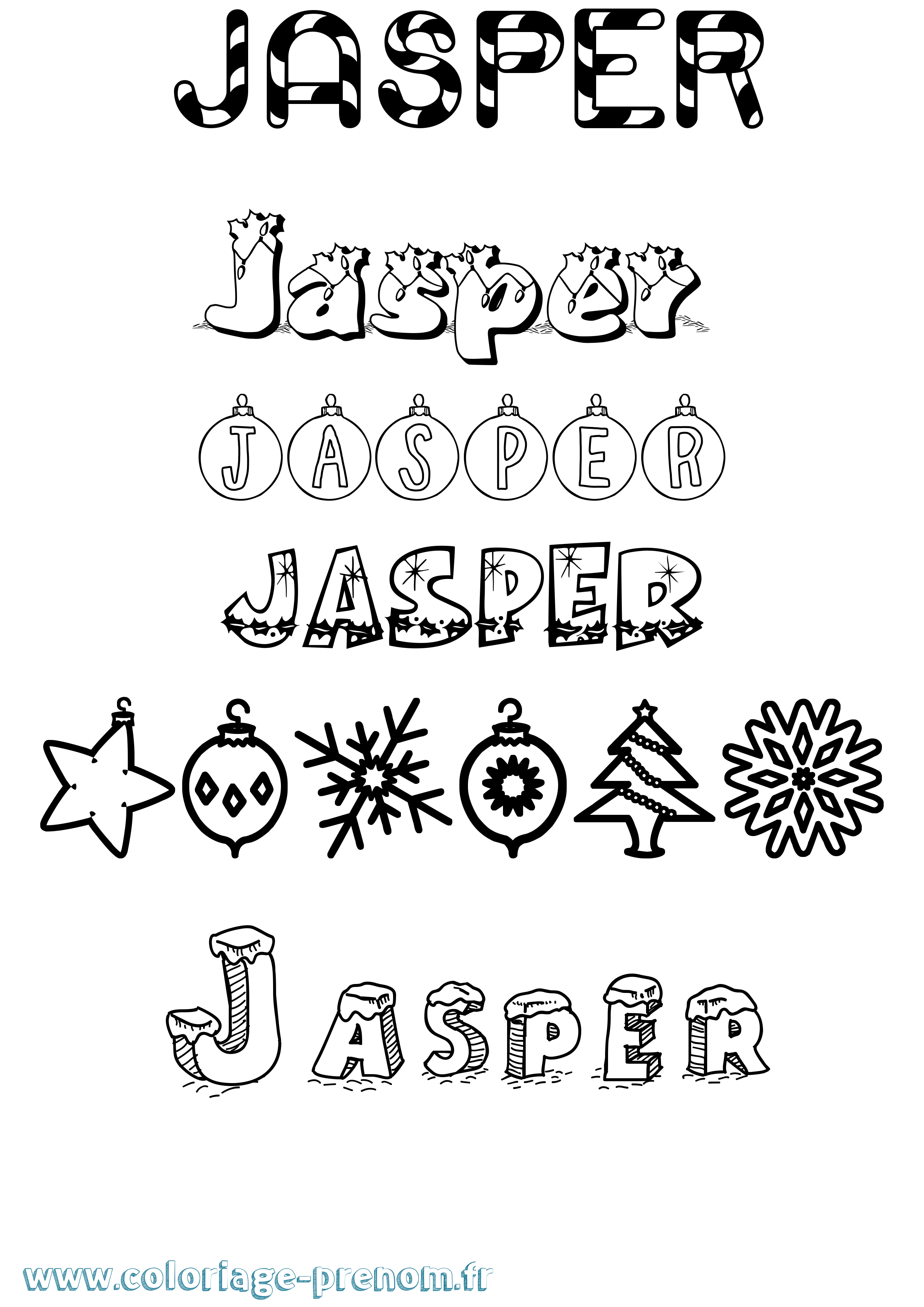 Coloriage prénom Jasper Noël