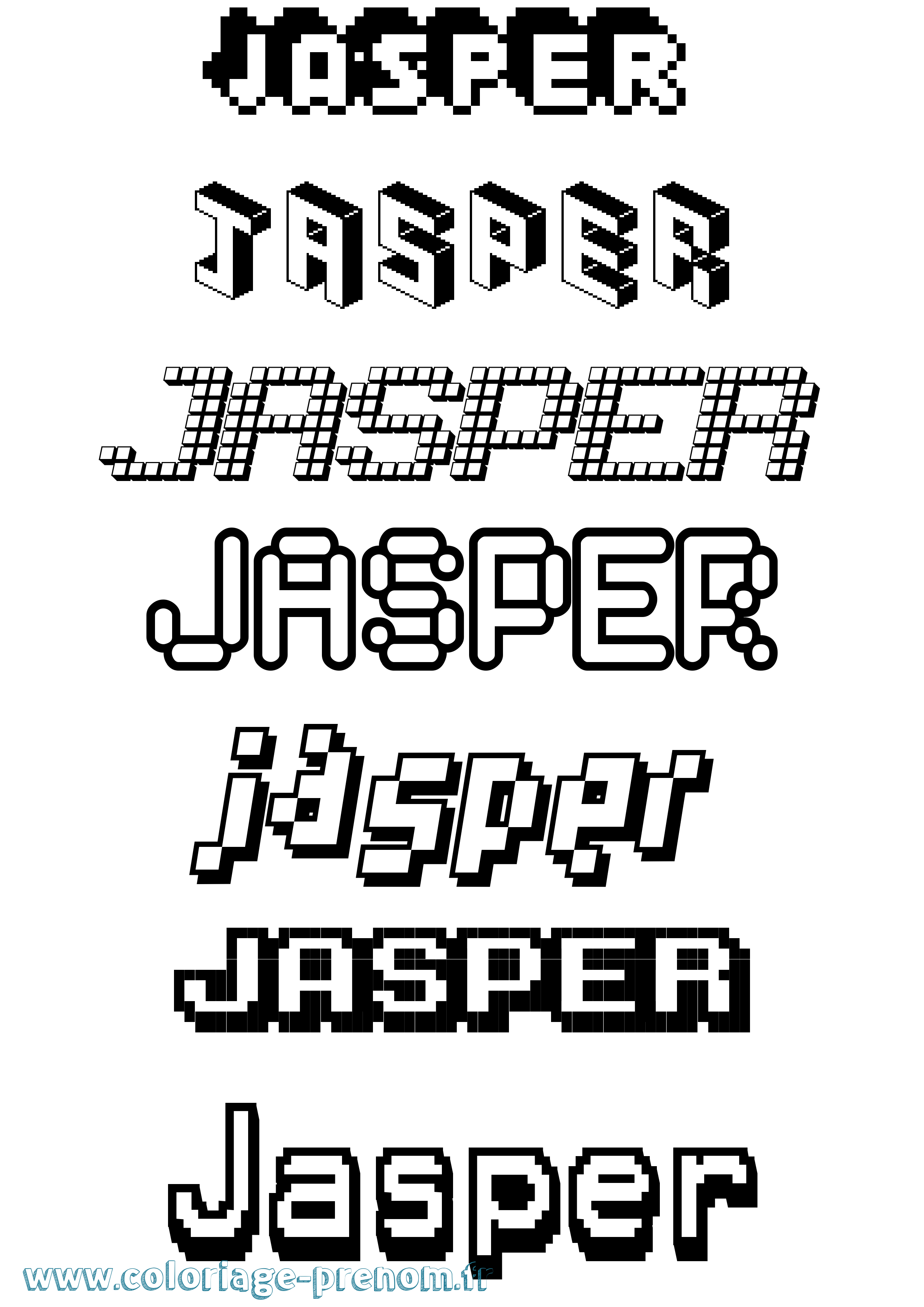 Coloriage prénom Jasper Pixel