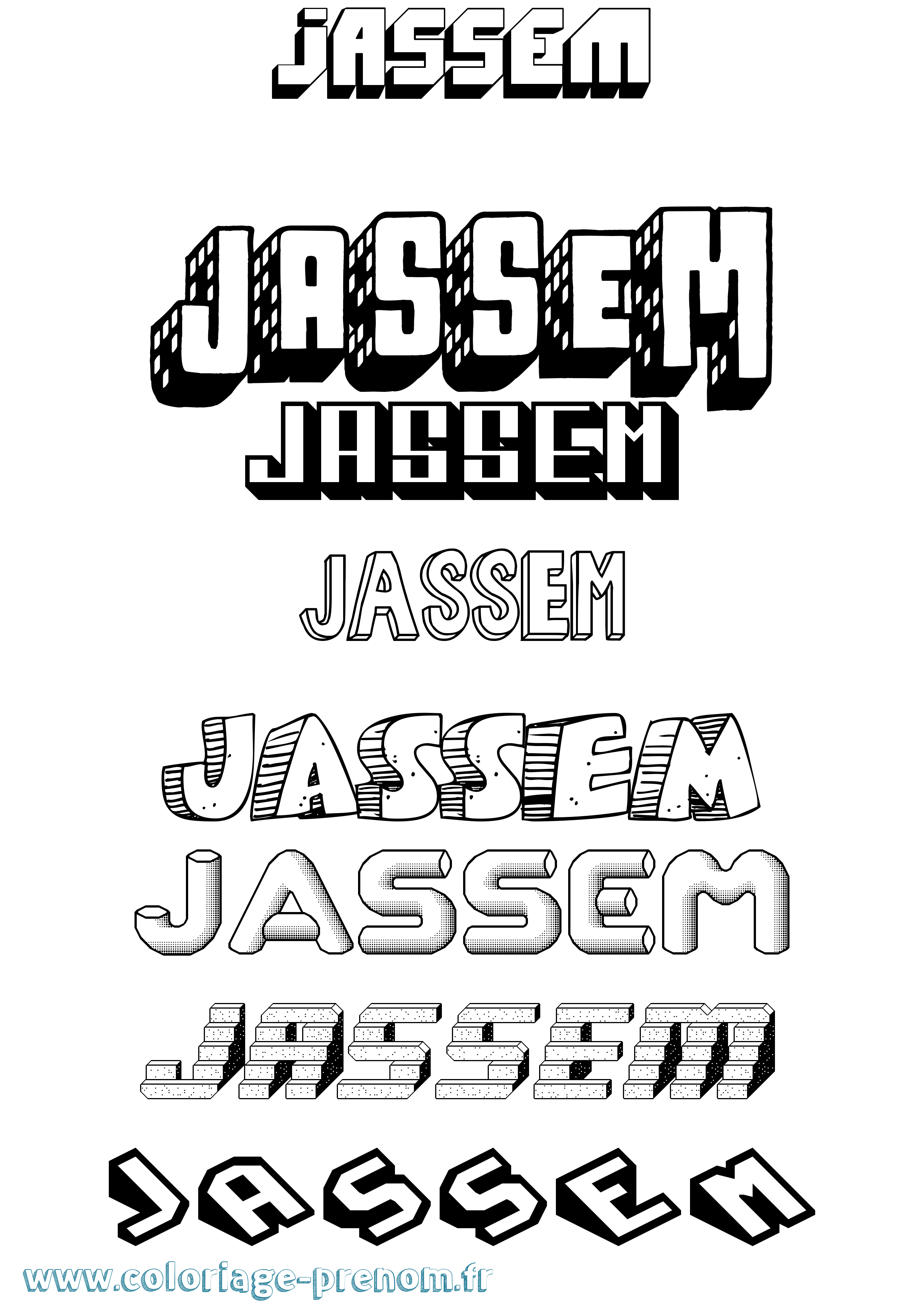 Coloriage prénom Jassem Effet 3D