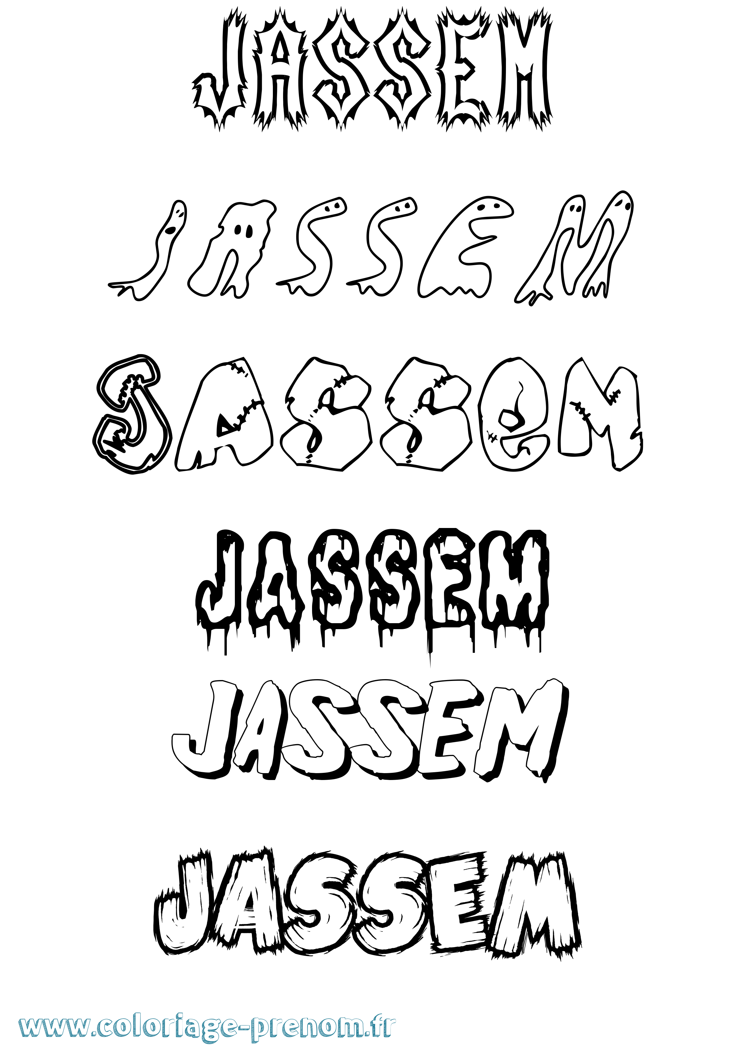 Coloriage prénom Jassem Frisson