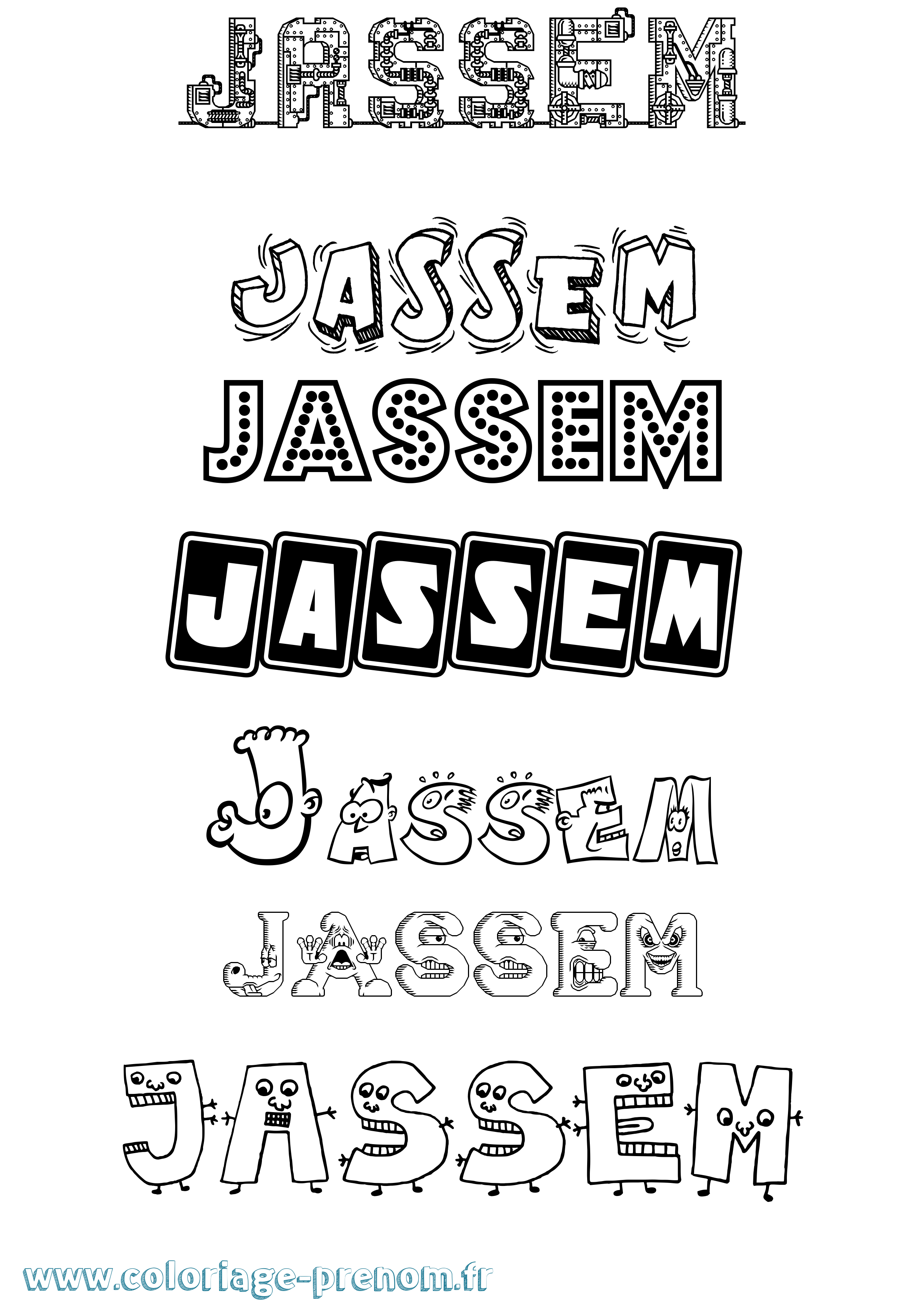 Coloriage prénom Jassem Fun