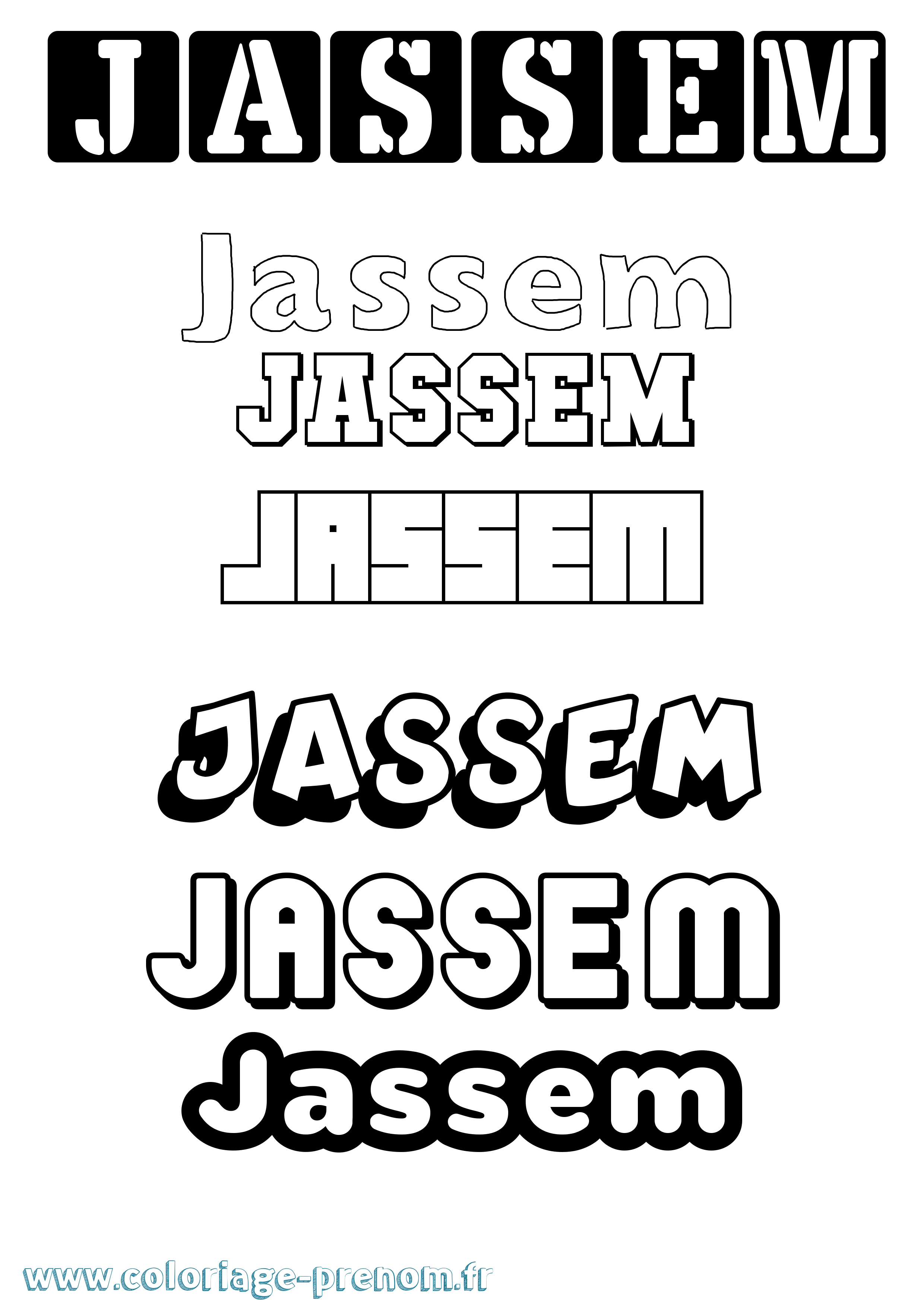 Coloriage prénom Jassem Simple