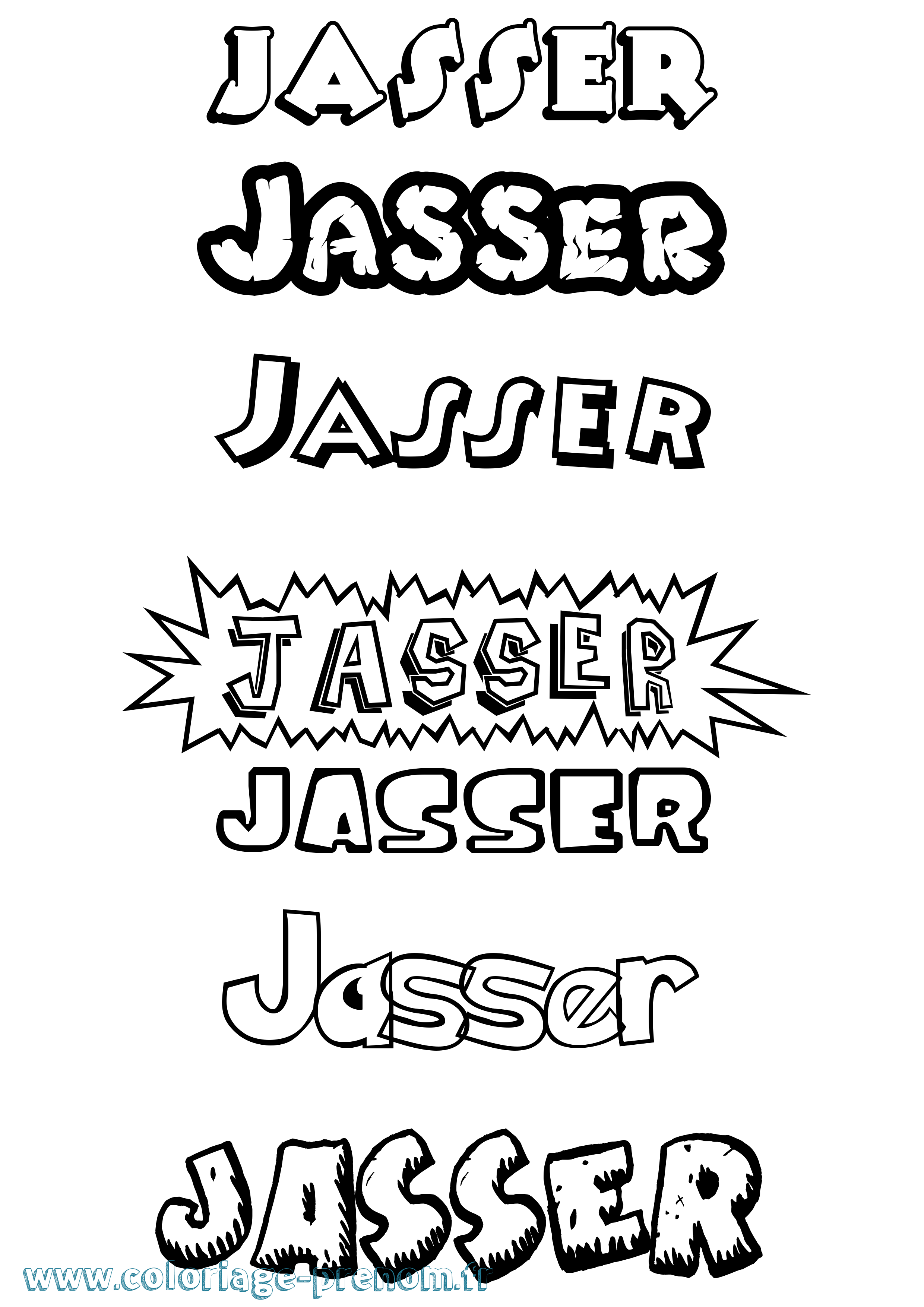 Coloriage prénom Jasser Dessin Animé