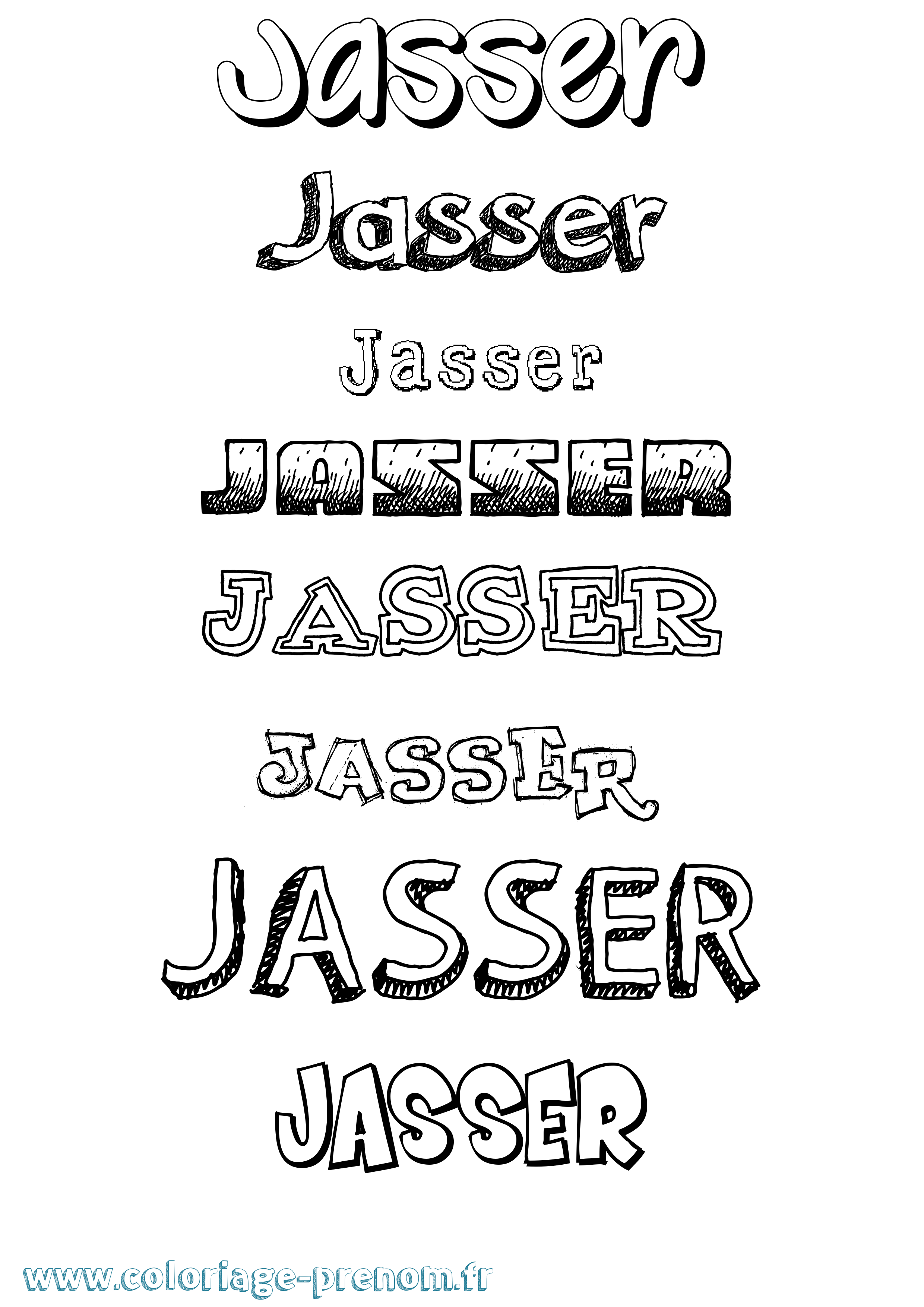 Coloriage prénom Jasser Dessiné