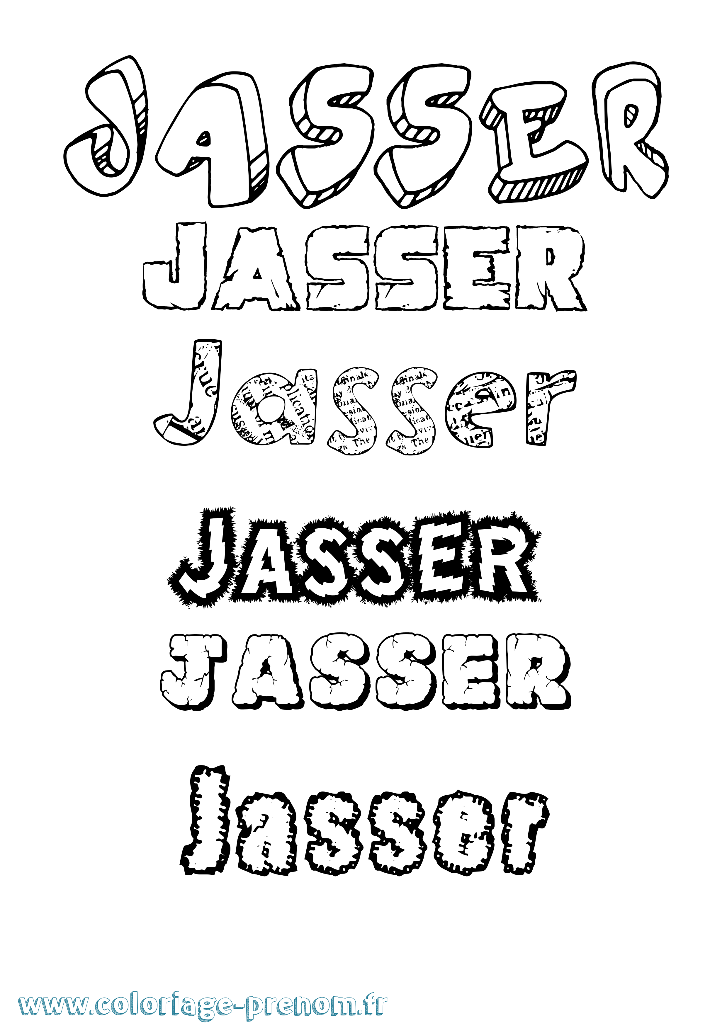 Coloriage prénom Jasser Destructuré