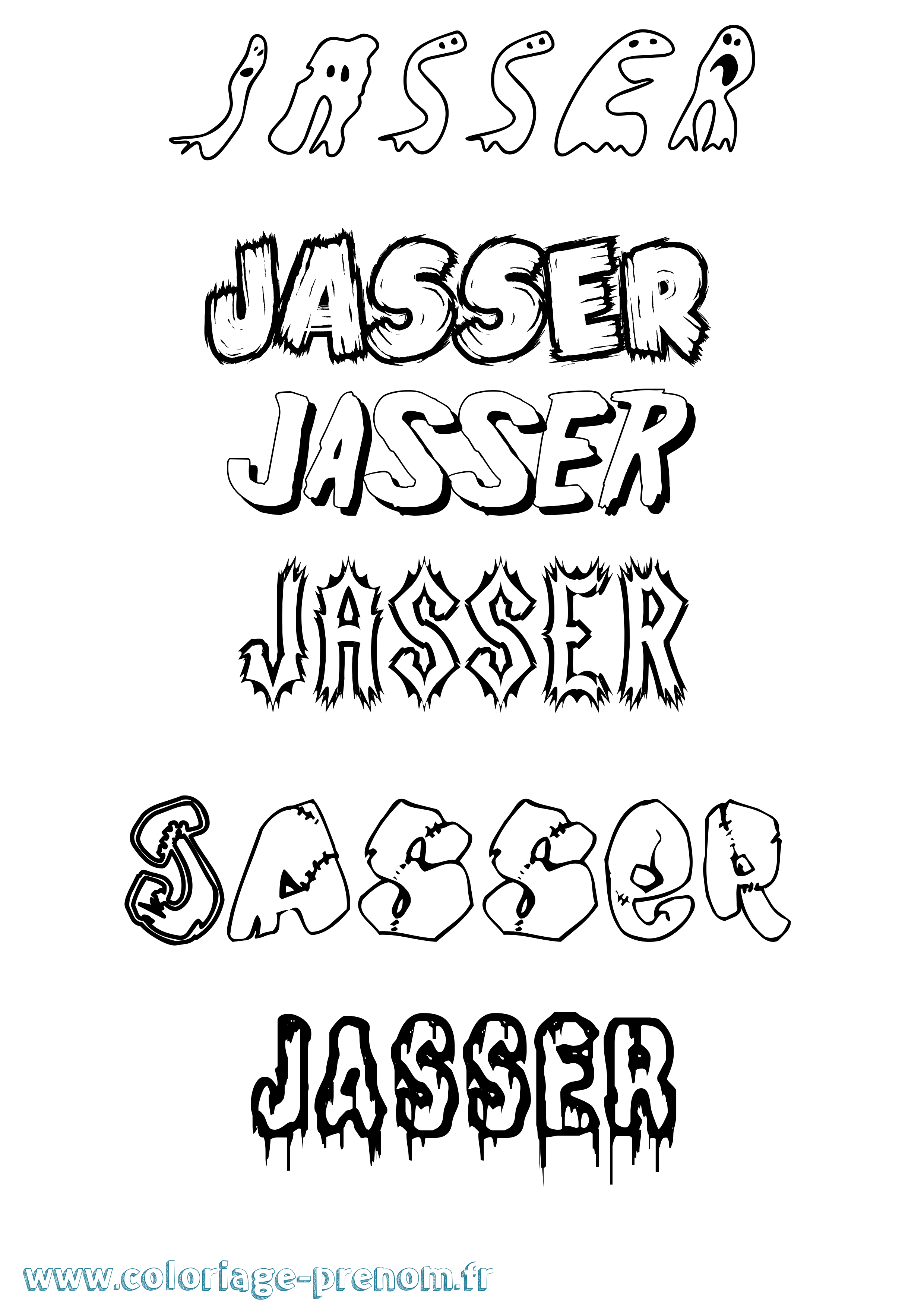 Coloriage prénom Jasser Frisson