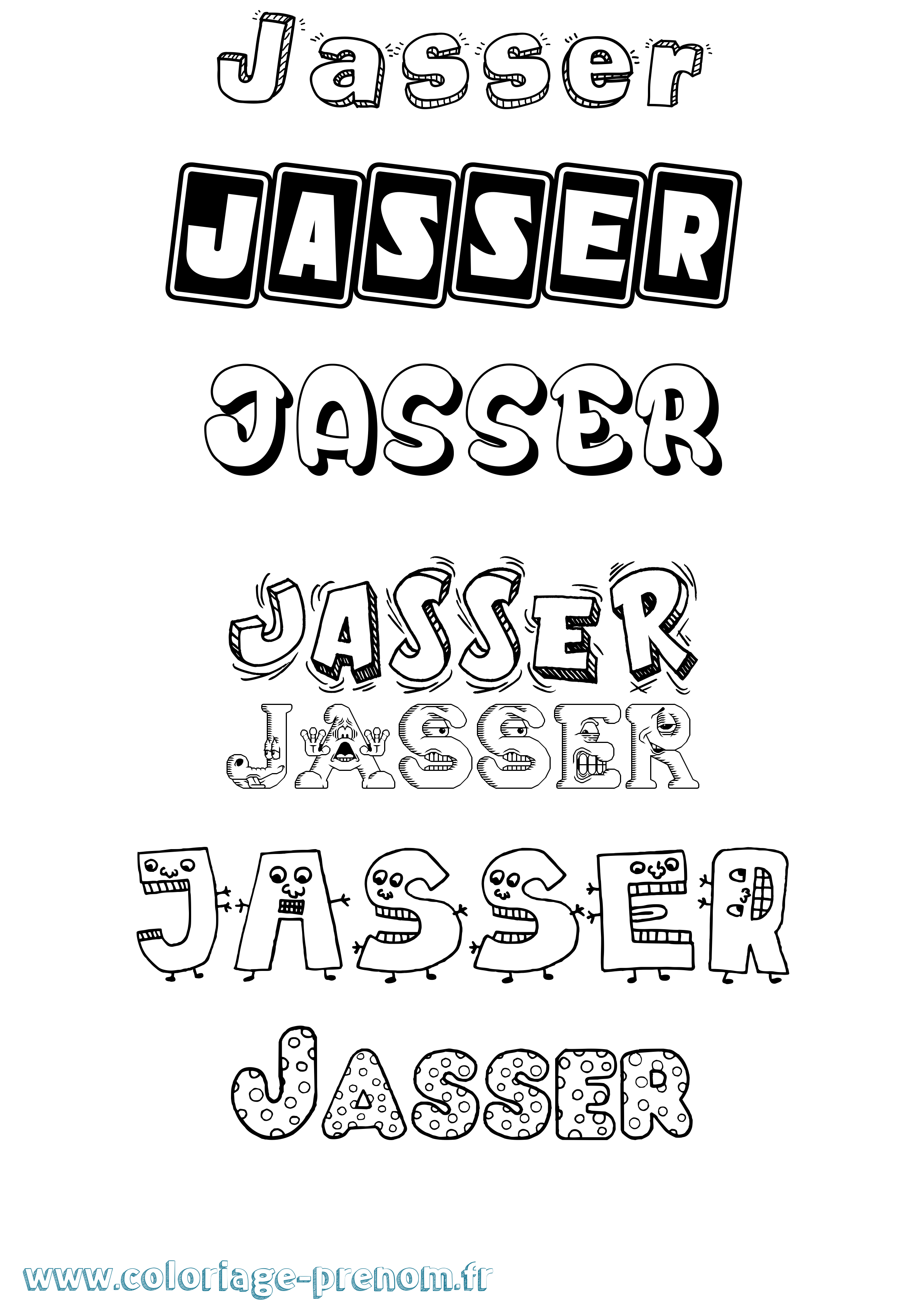 Coloriage prénom Jasser Fun