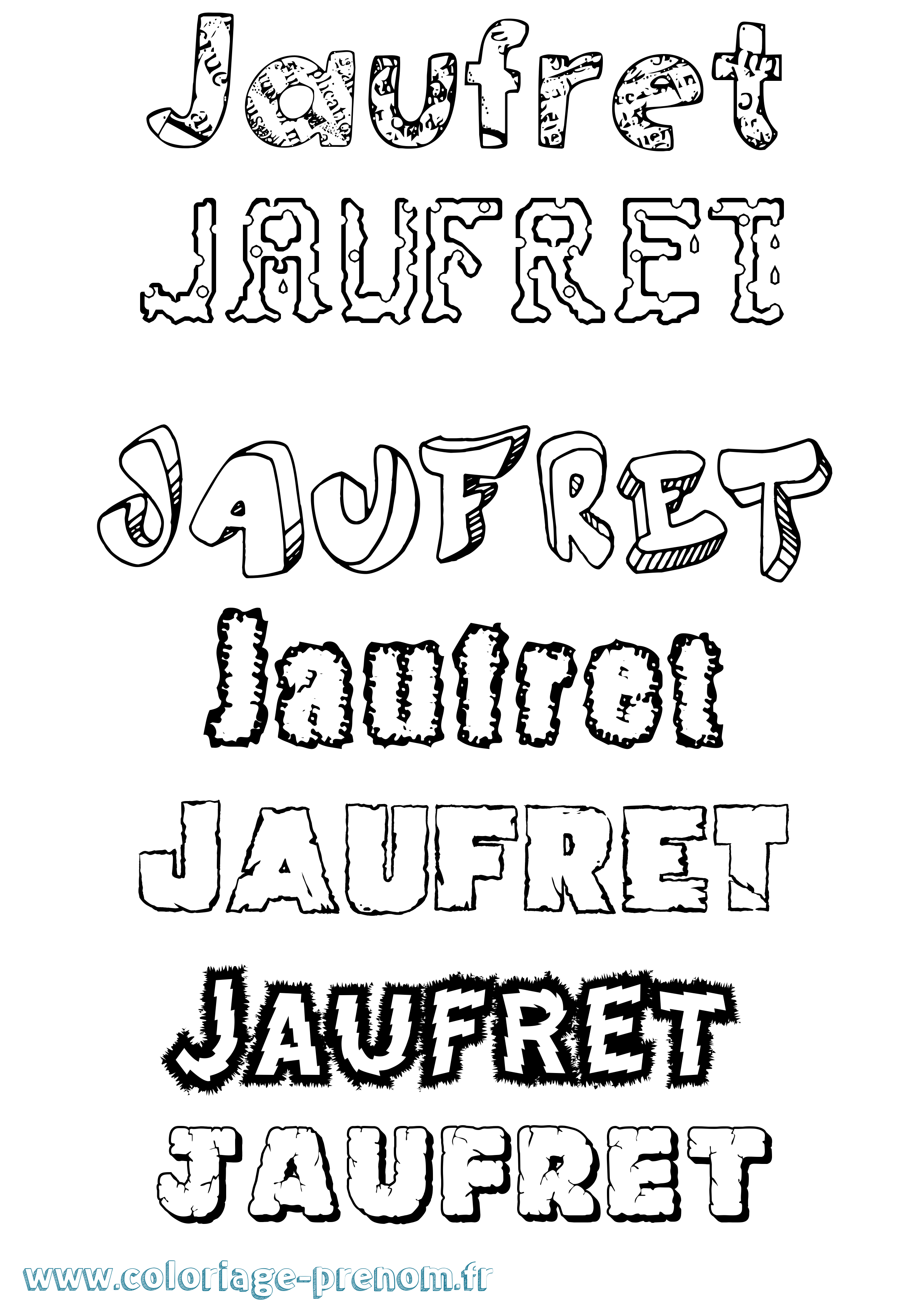 Coloriage prénom Jaufret Destructuré