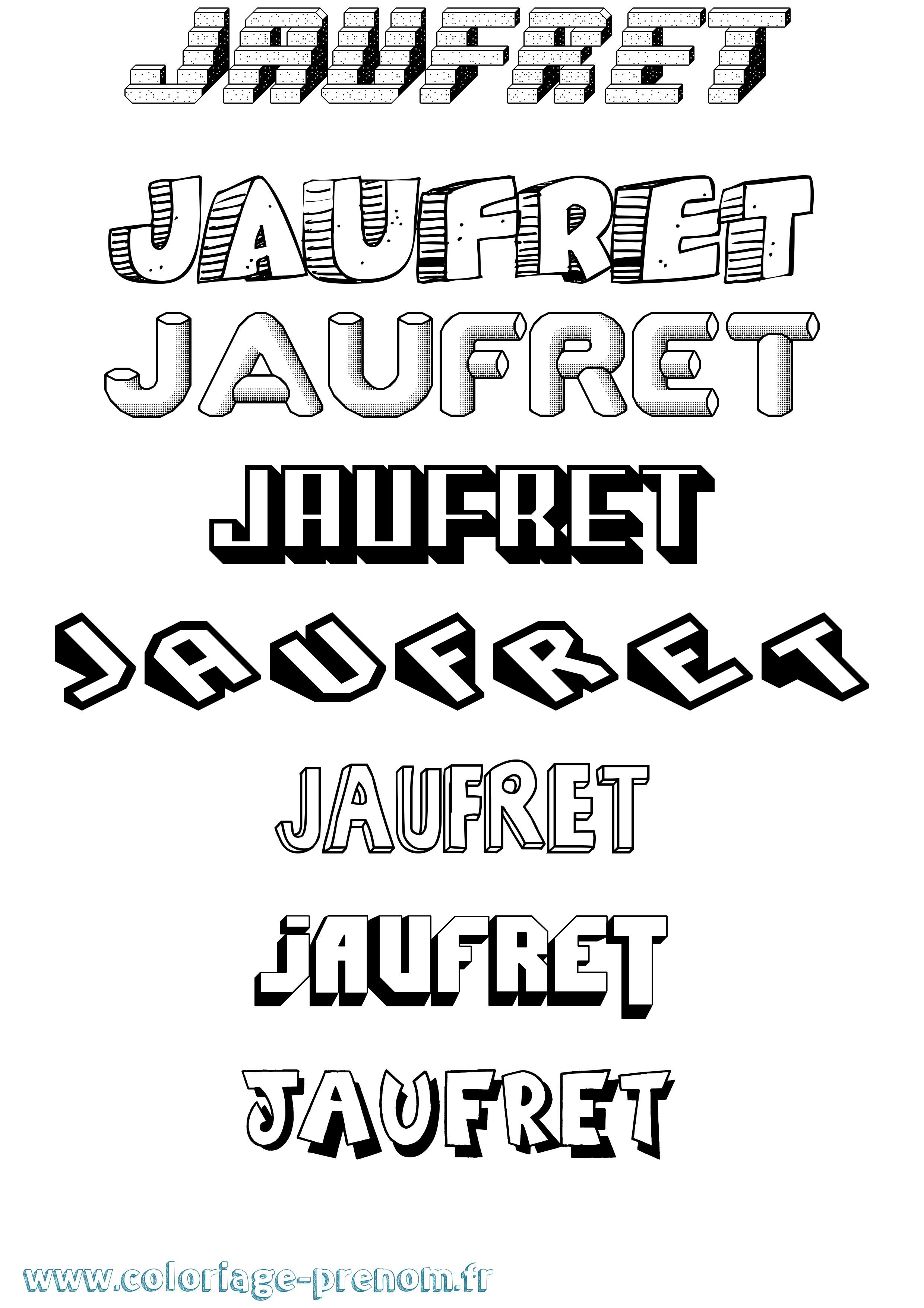 Coloriage prénom Jaufret Effet 3D