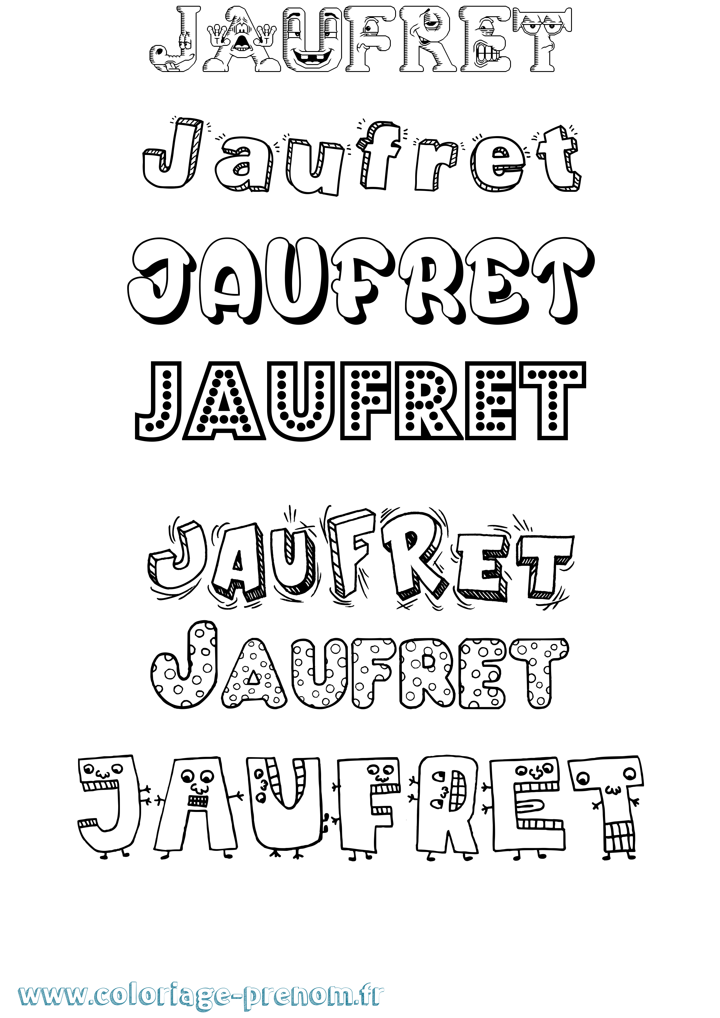 Coloriage prénom Jaufret Fun