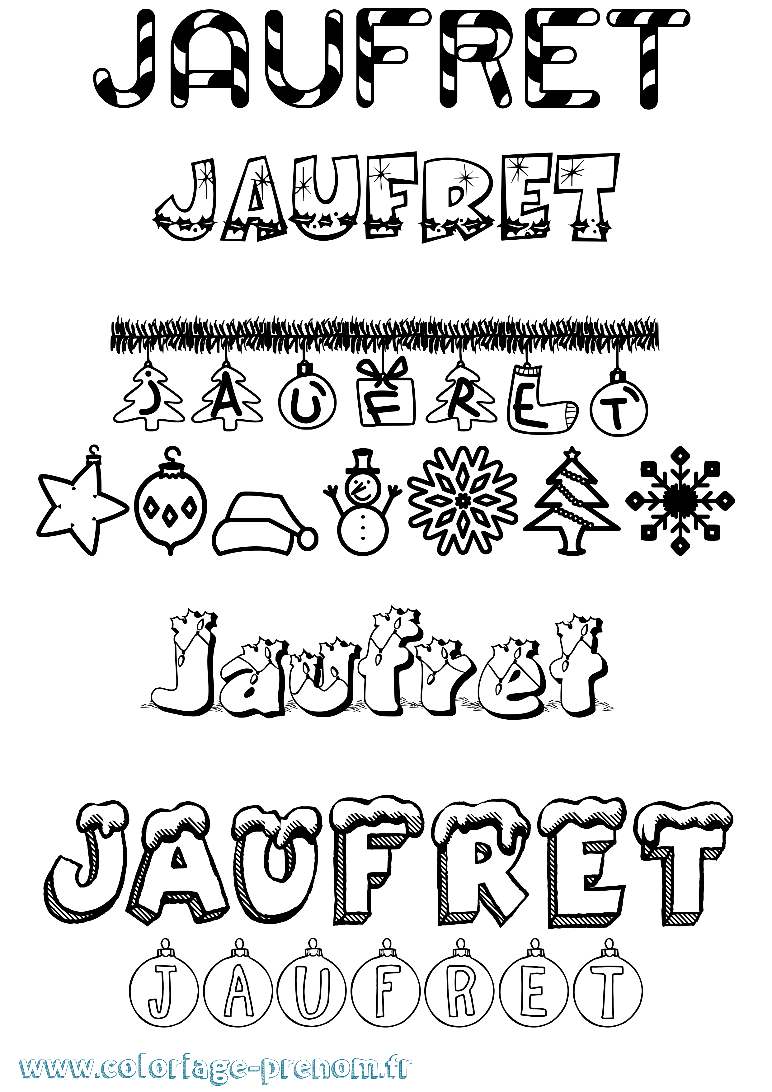 Coloriage prénom Jaufret Noël