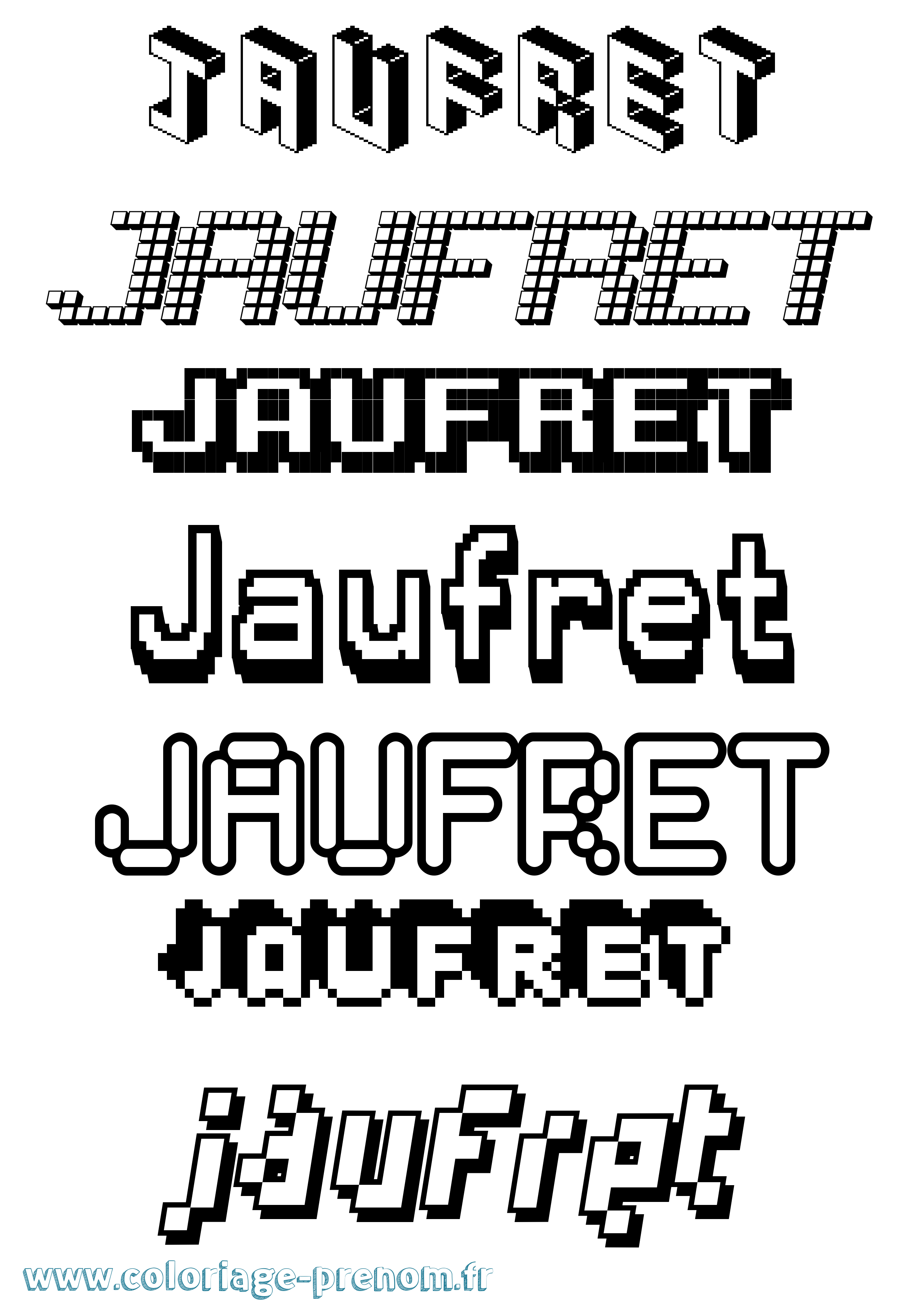 Coloriage prénom Jaufret Pixel