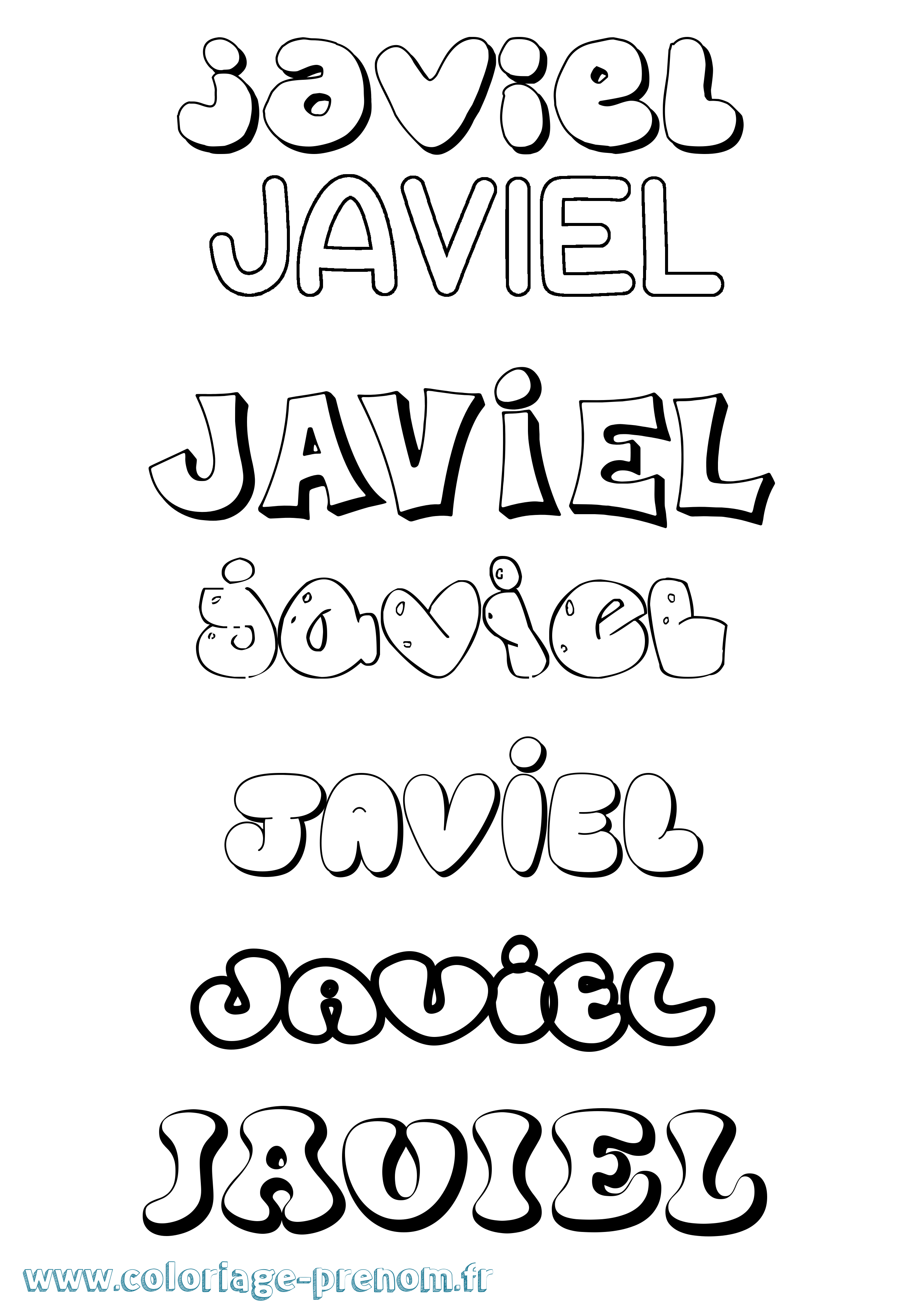 Coloriage prénom Javiel Bubble