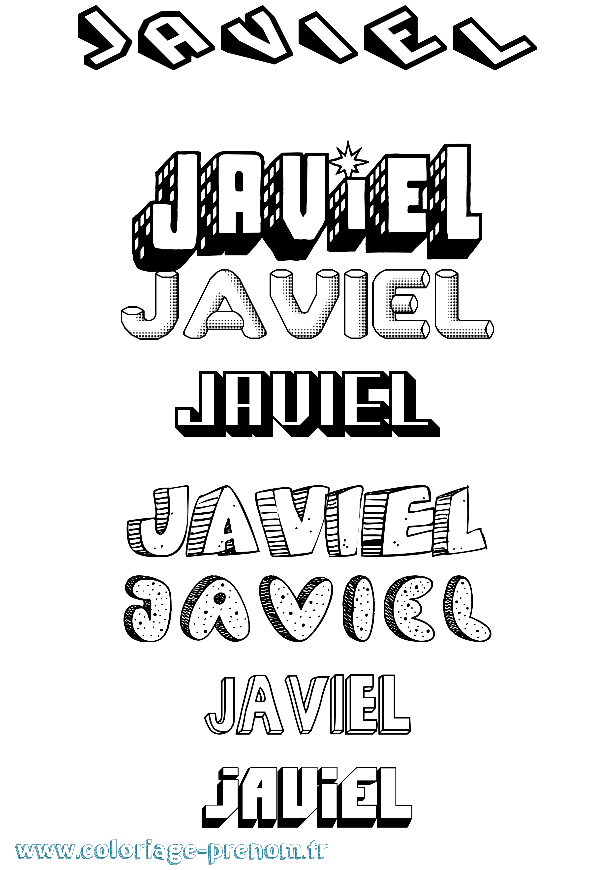 Coloriage prénom Javiel Effet 3D