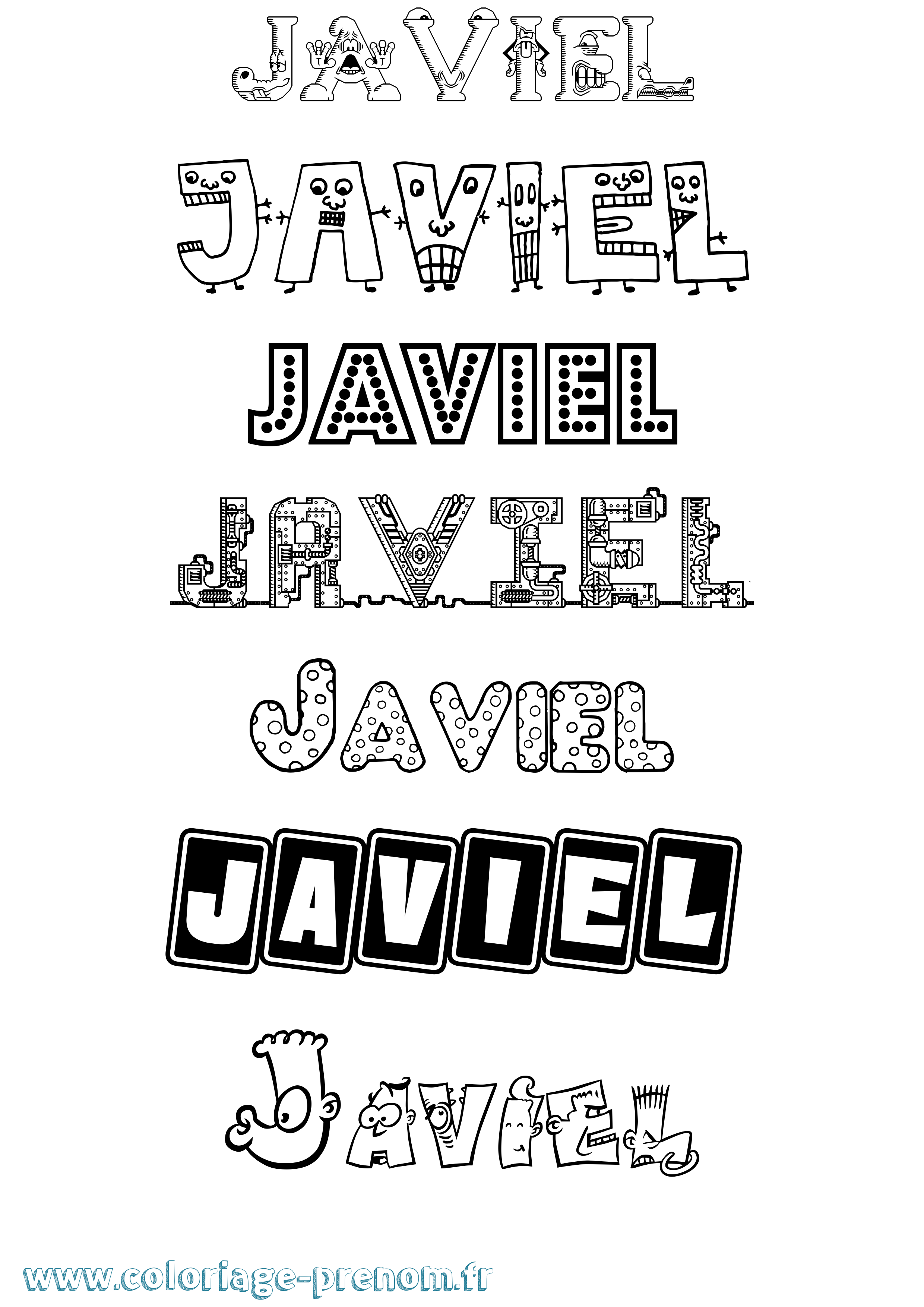 Coloriage prénom Javiel Fun