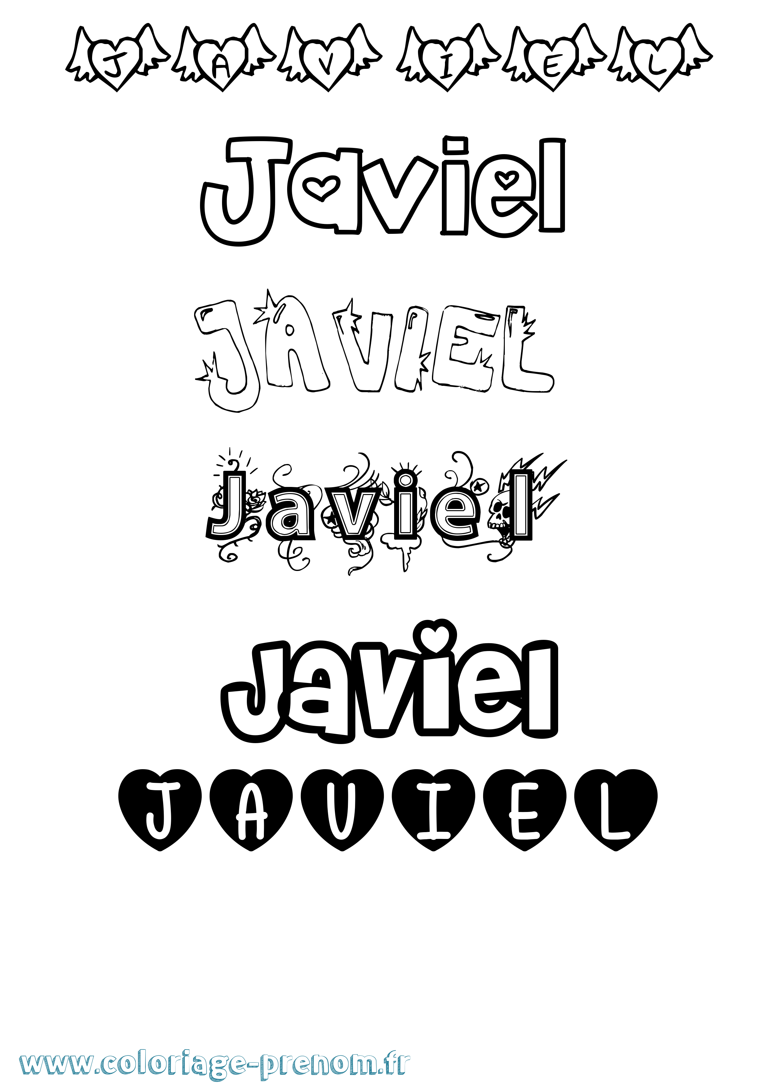 Coloriage prénom Javiel Girly