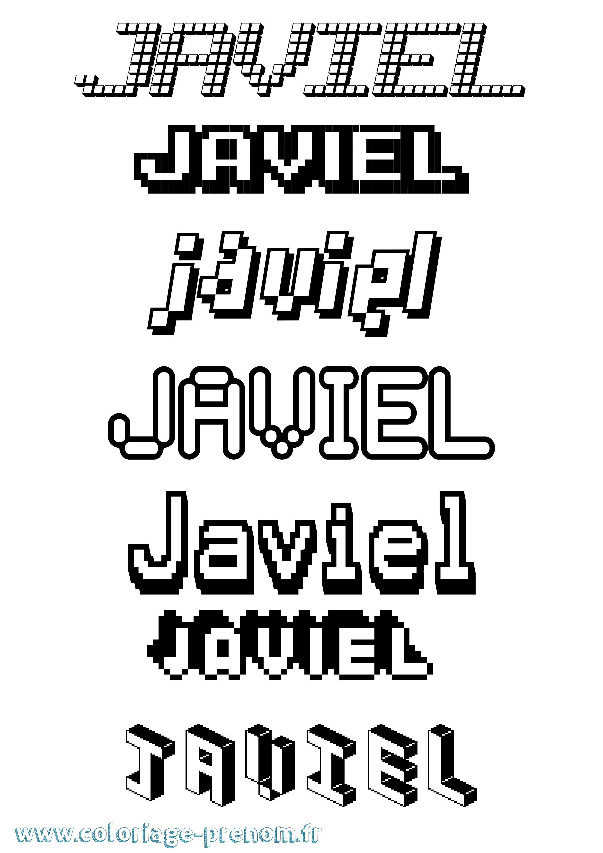 Coloriage prénom Javiel Pixel