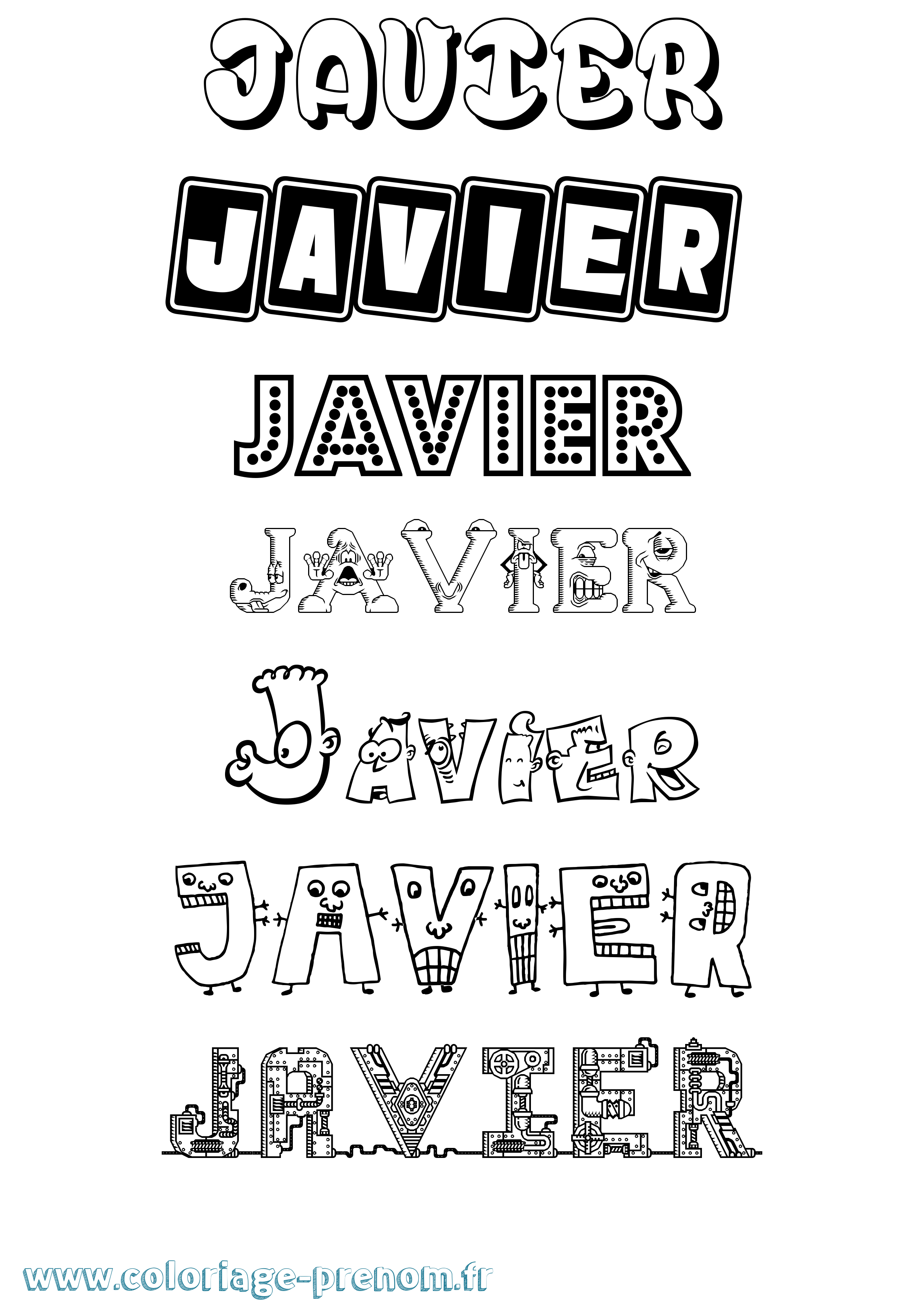 Coloriage prénom Javier Fun