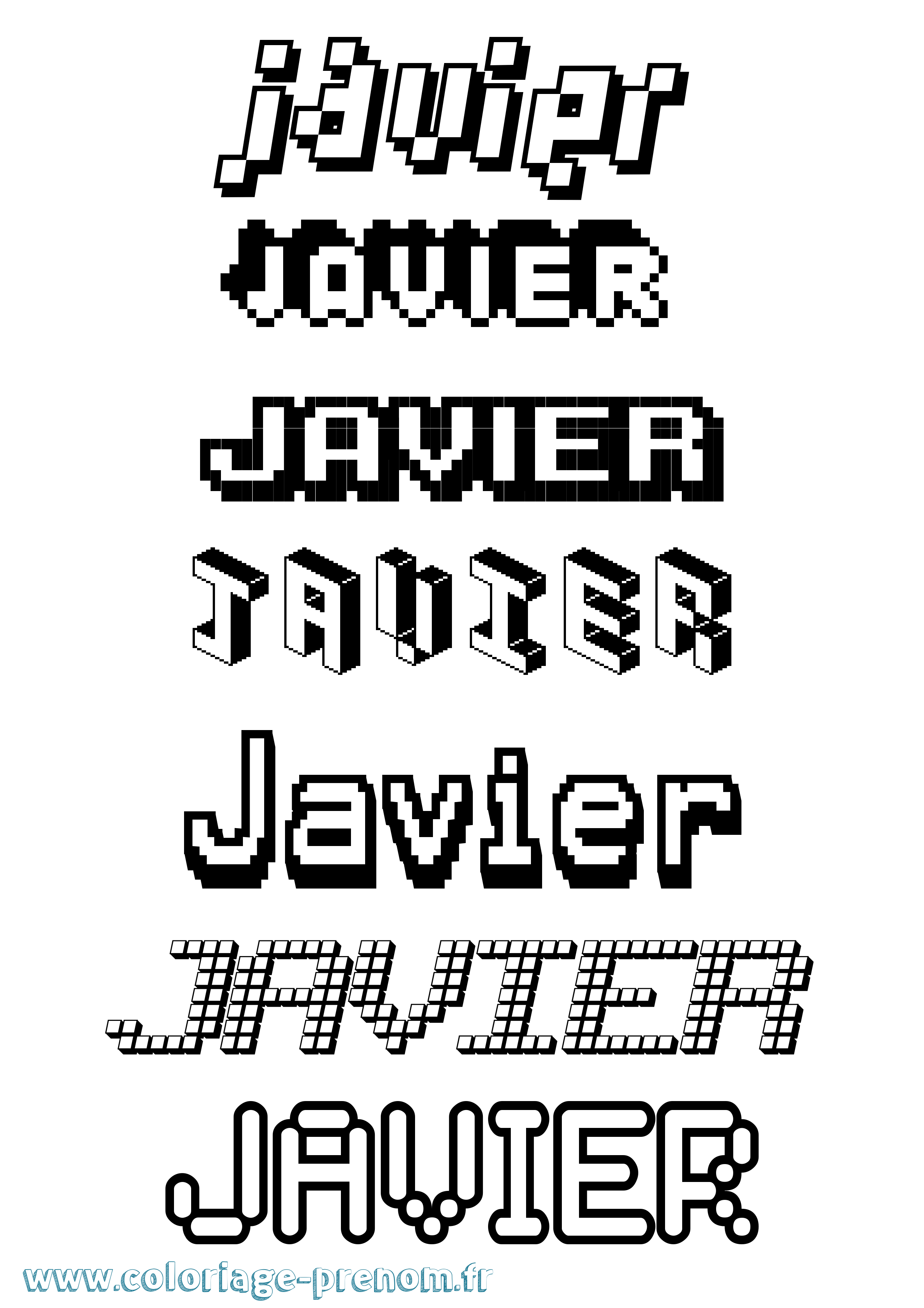 Coloriage prénom Javier Pixel