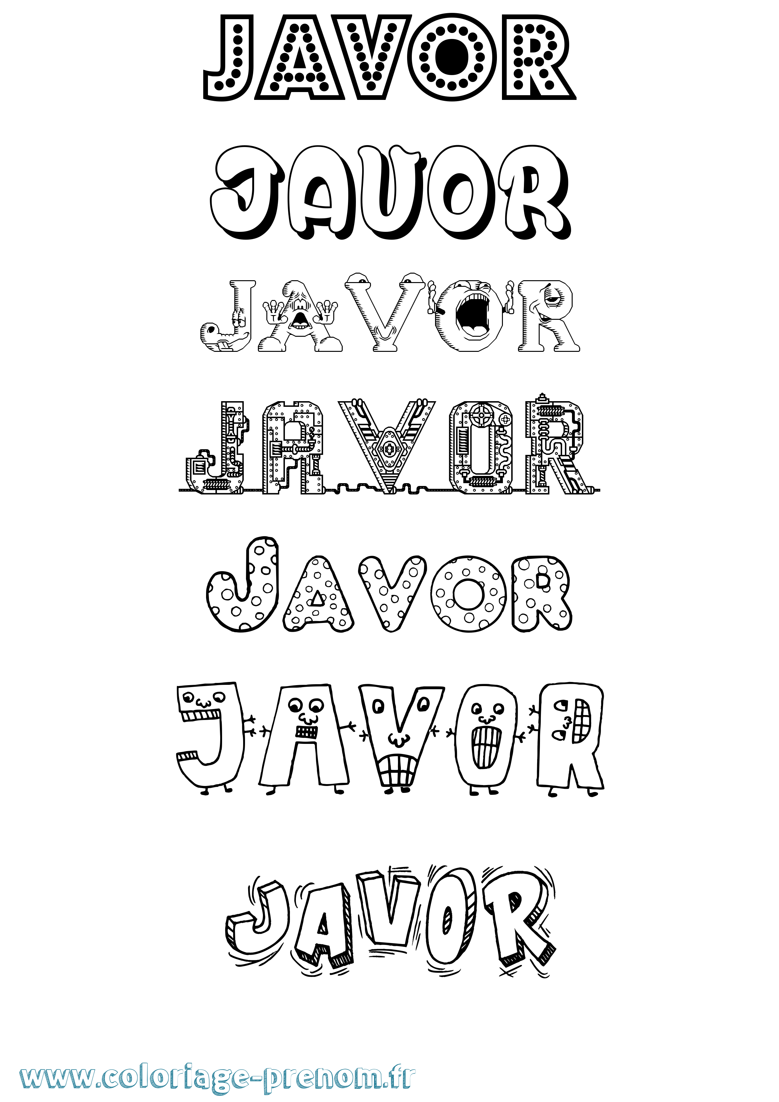 Coloriage prénom Javor Fun