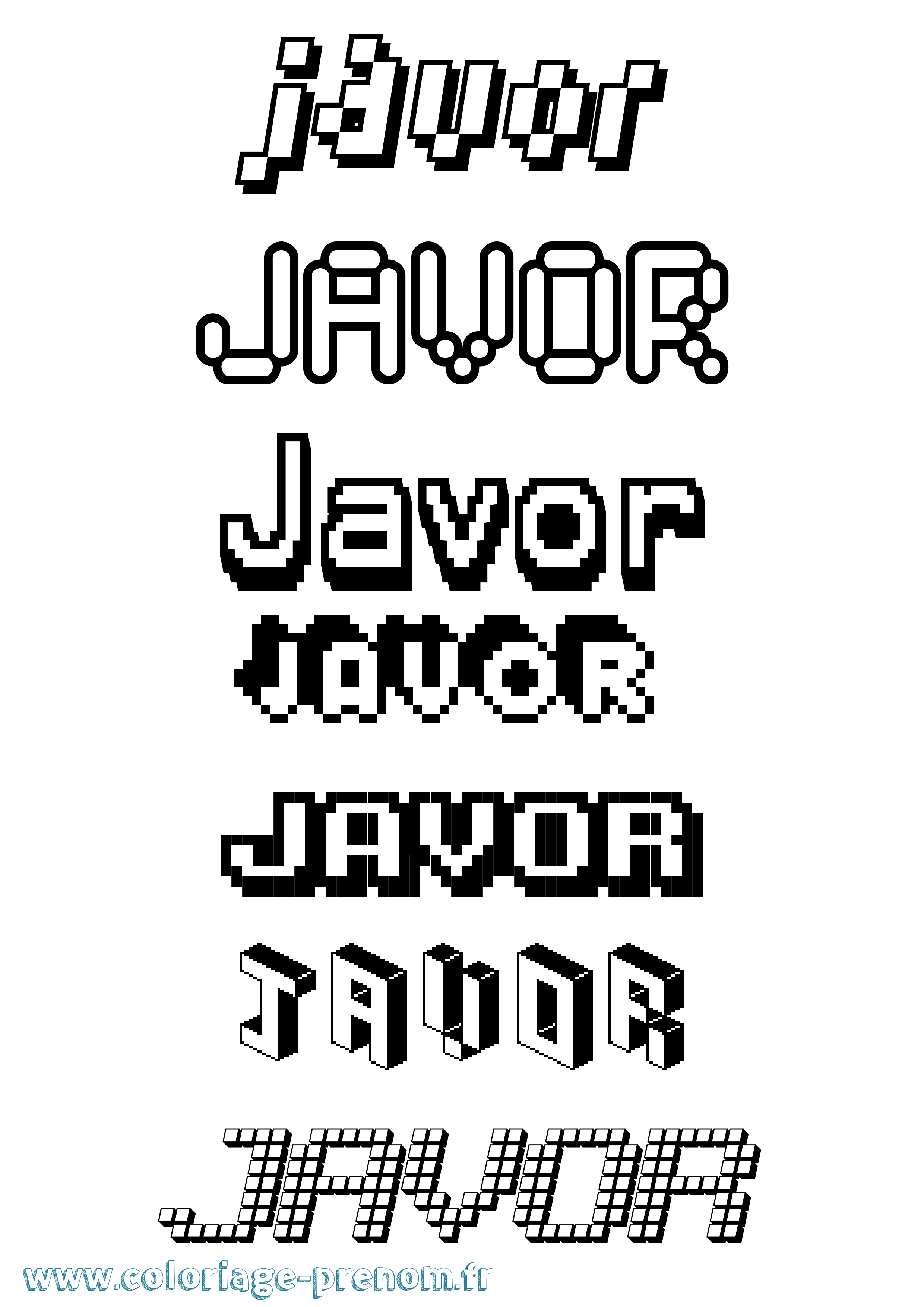 Coloriage prénom Javor Pixel