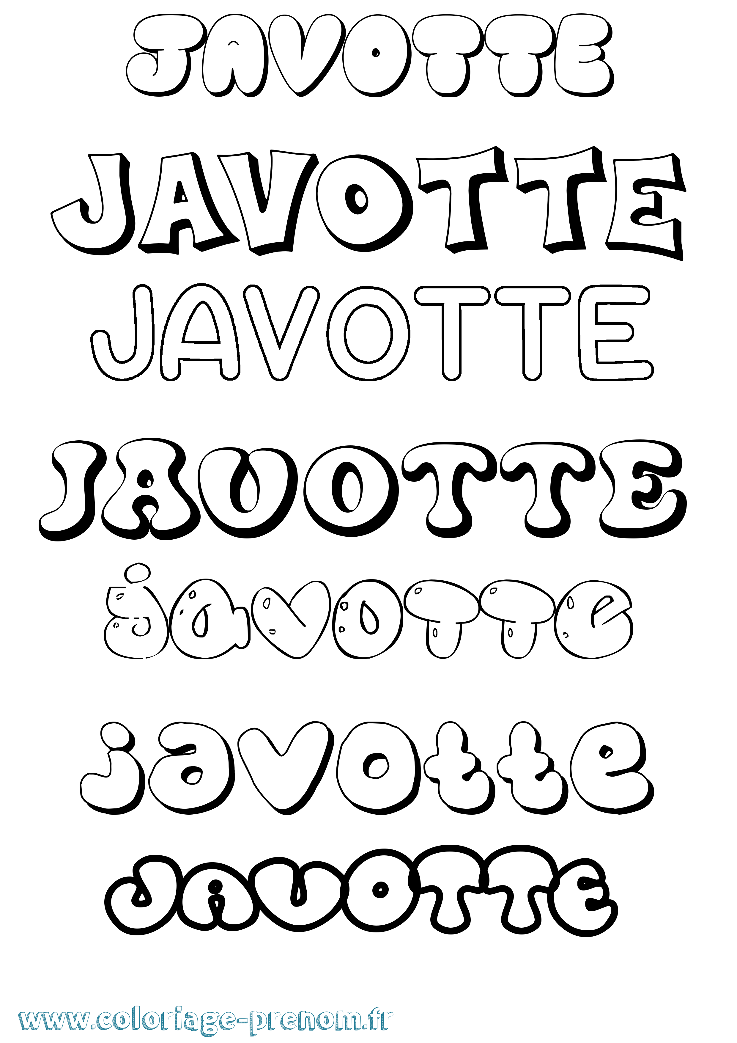 Coloriage prénom Javotte Bubble
