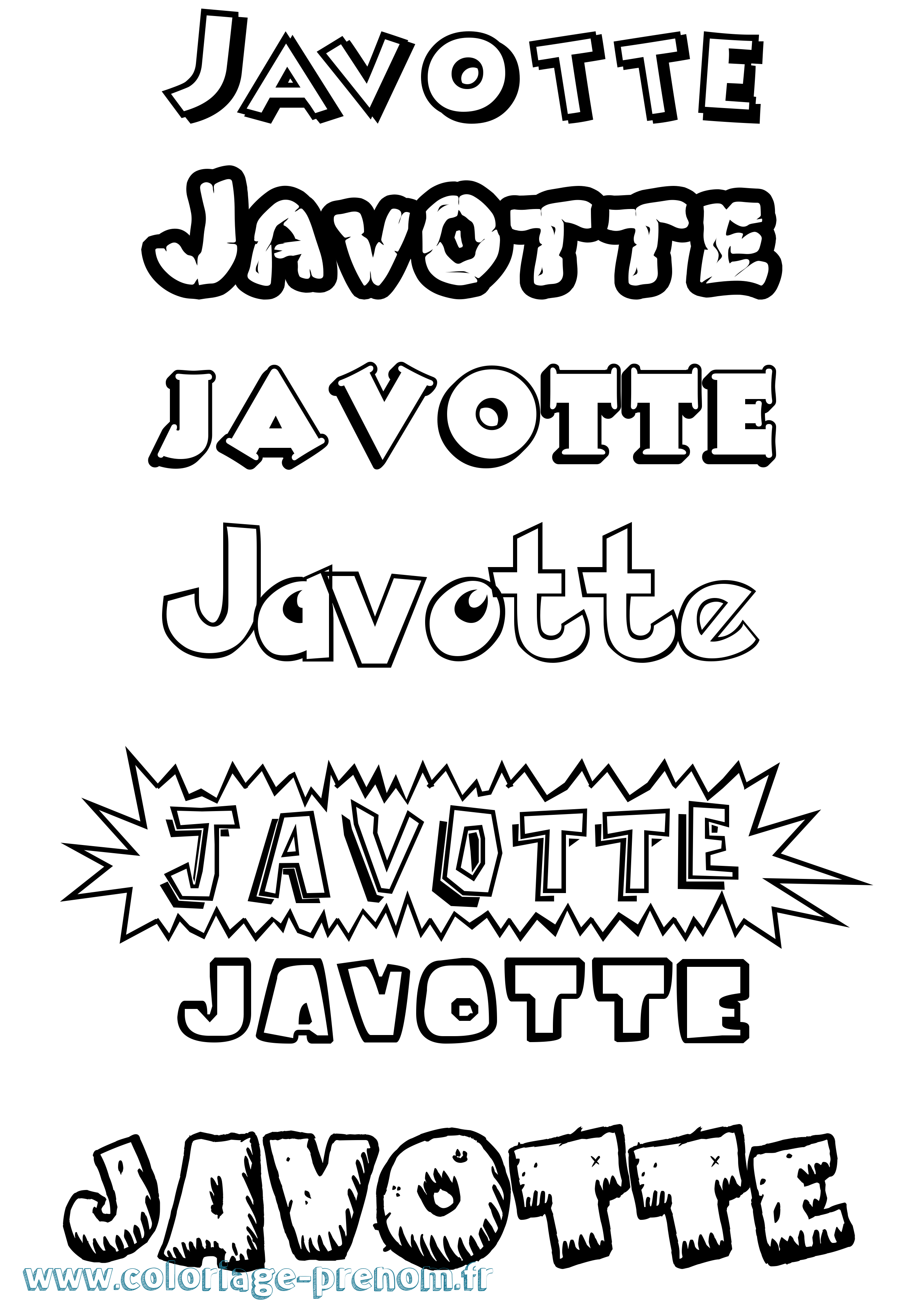 Coloriage prénom Javotte Dessin Animé