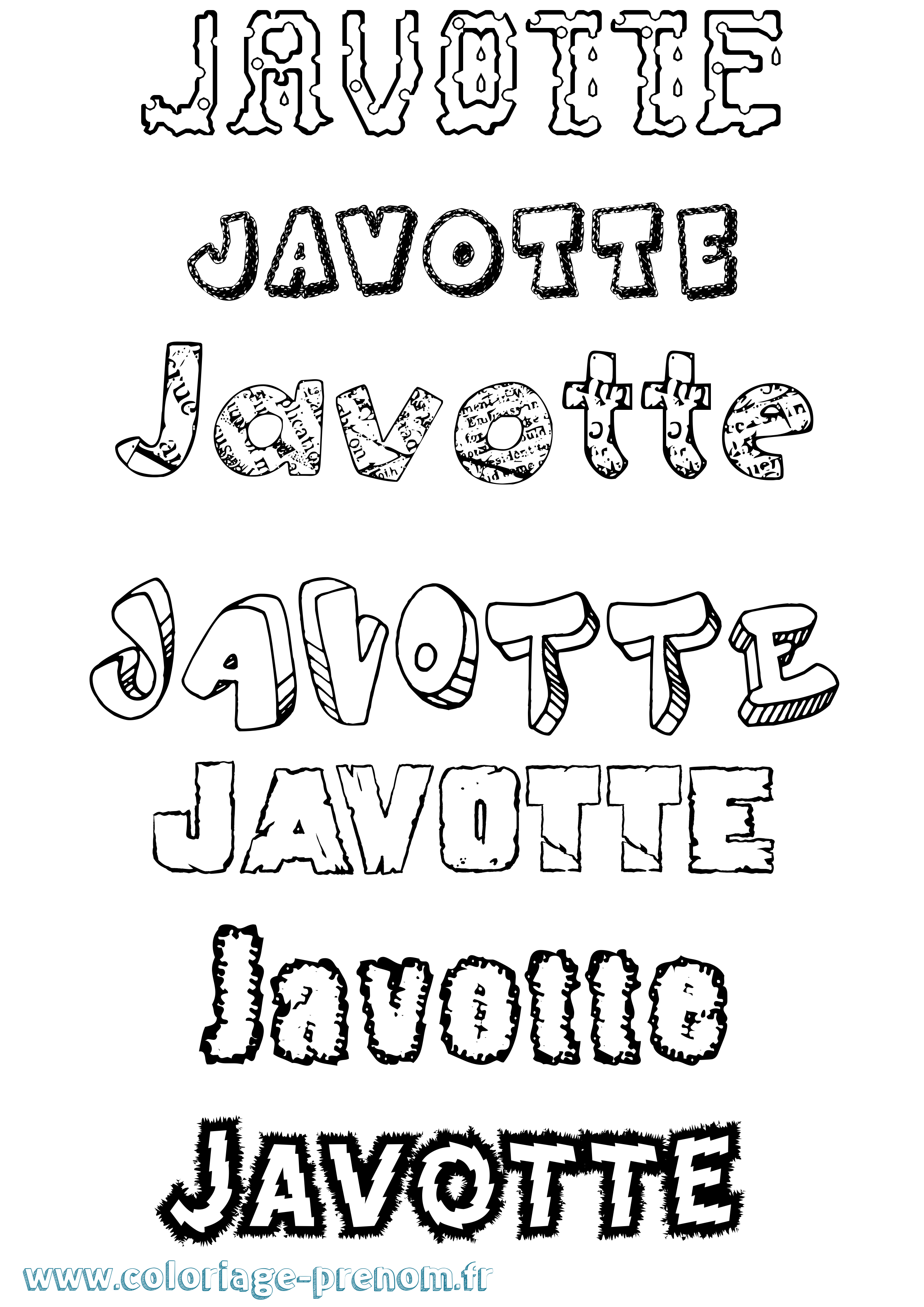 Coloriage prénom Javotte Destructuré
