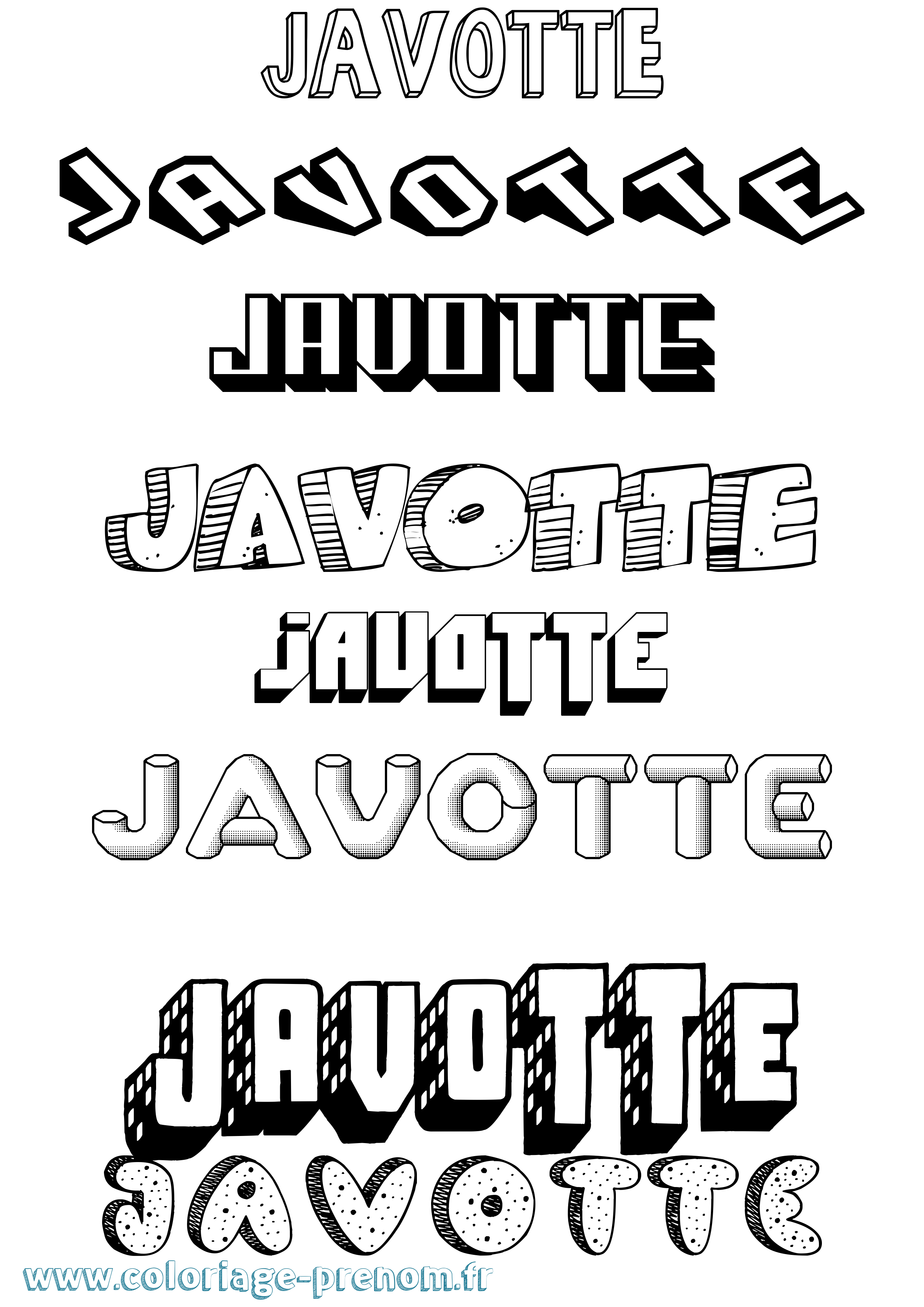 Coloriage prénom Javotte Effet 3D