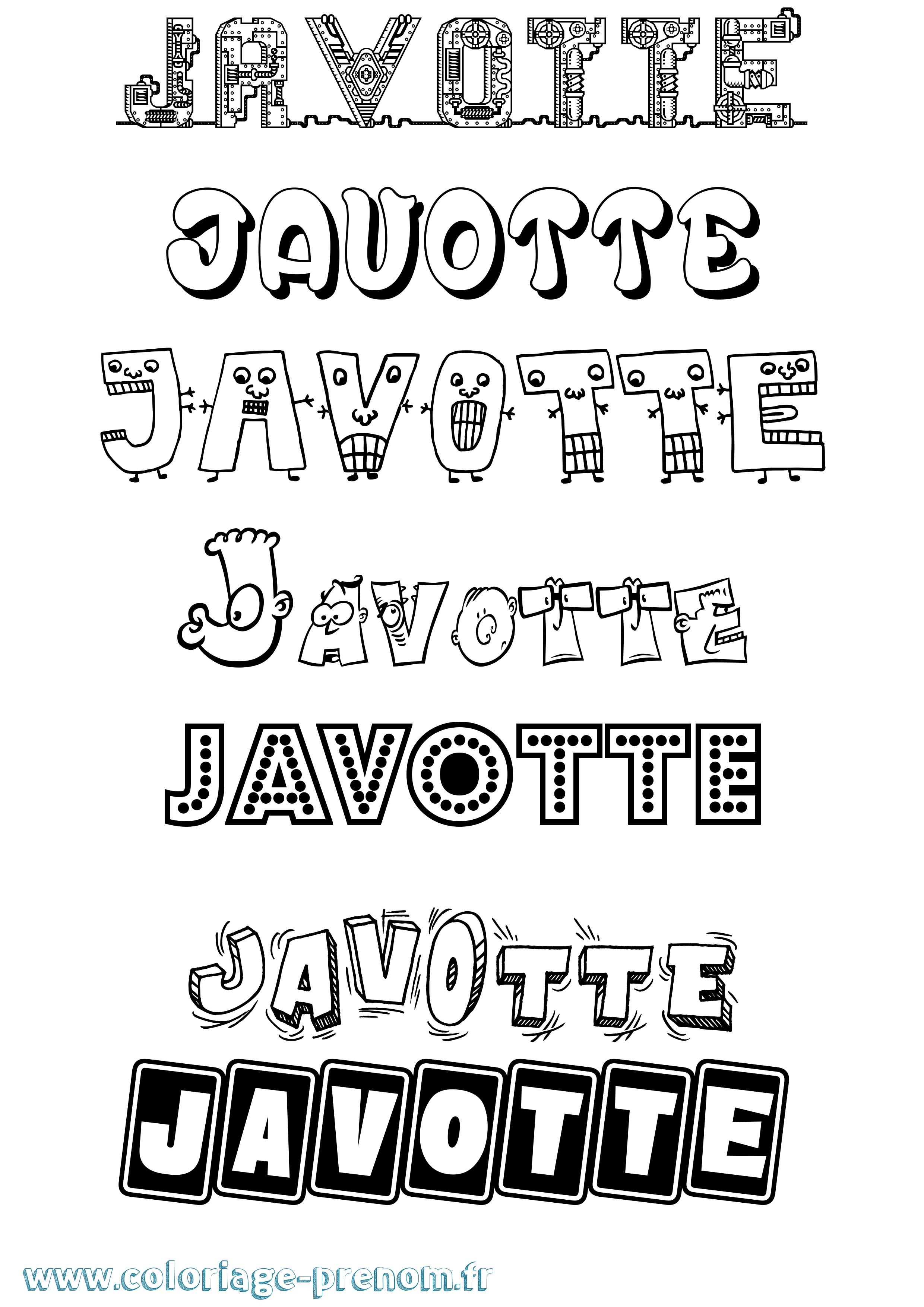 Coloriage prénom Javotte Fun