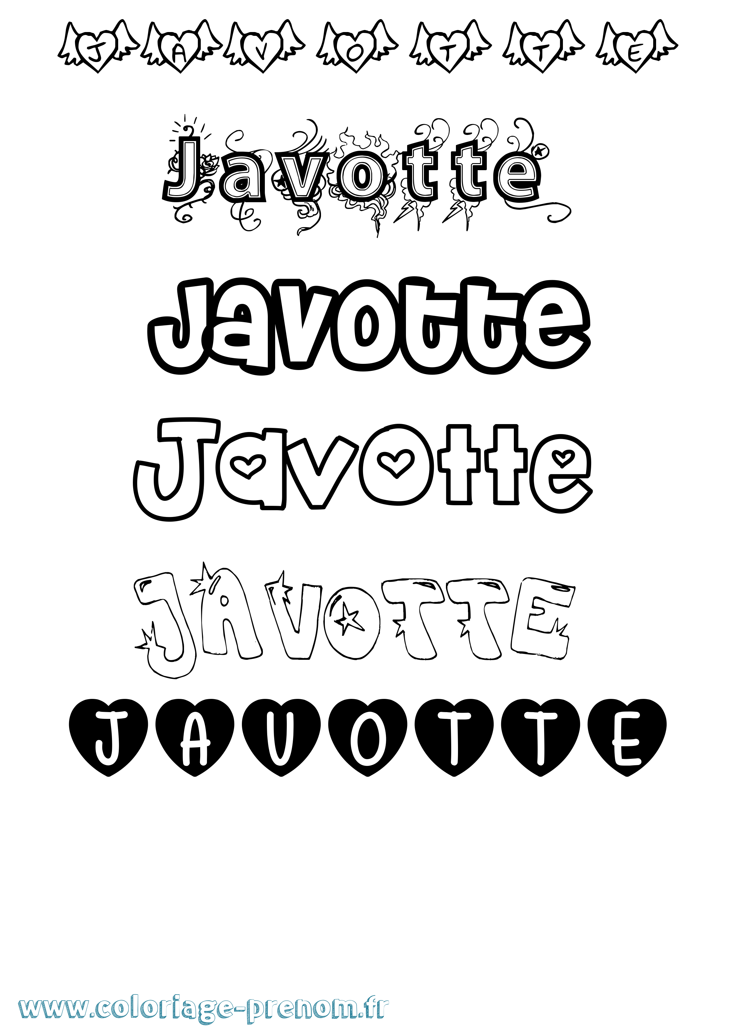 Coloriage prénom Javotte Girly