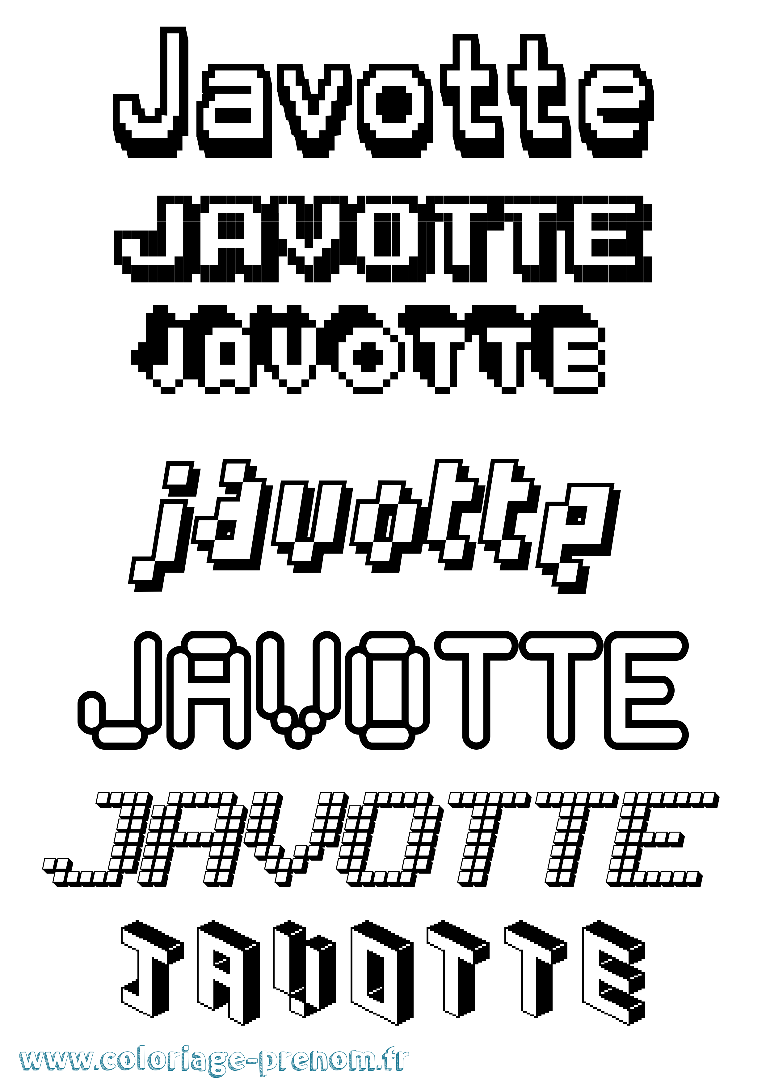 Coloriage prénom Javotte Pixel