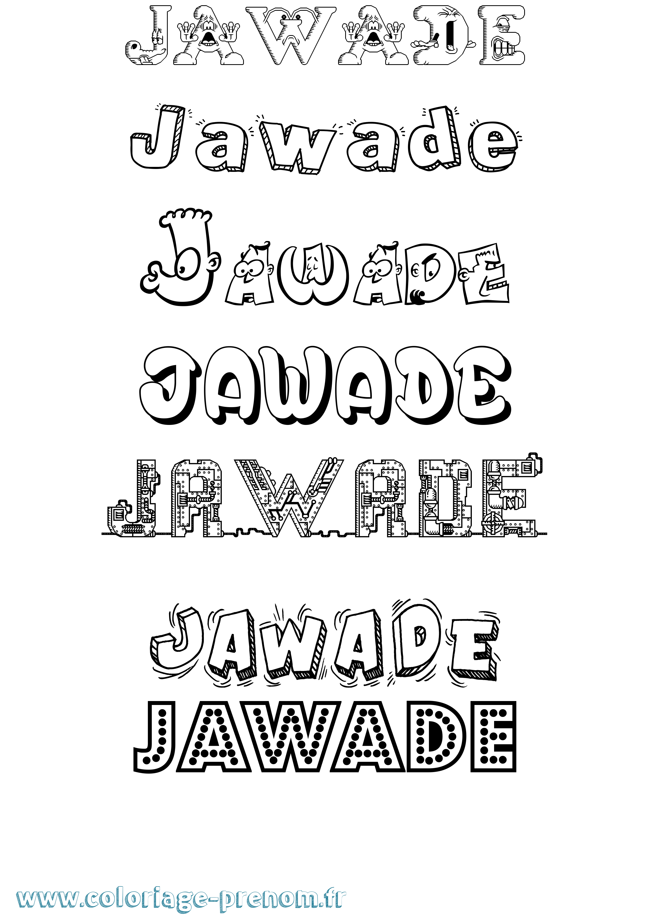 Coloriage prénom Jawade Fun