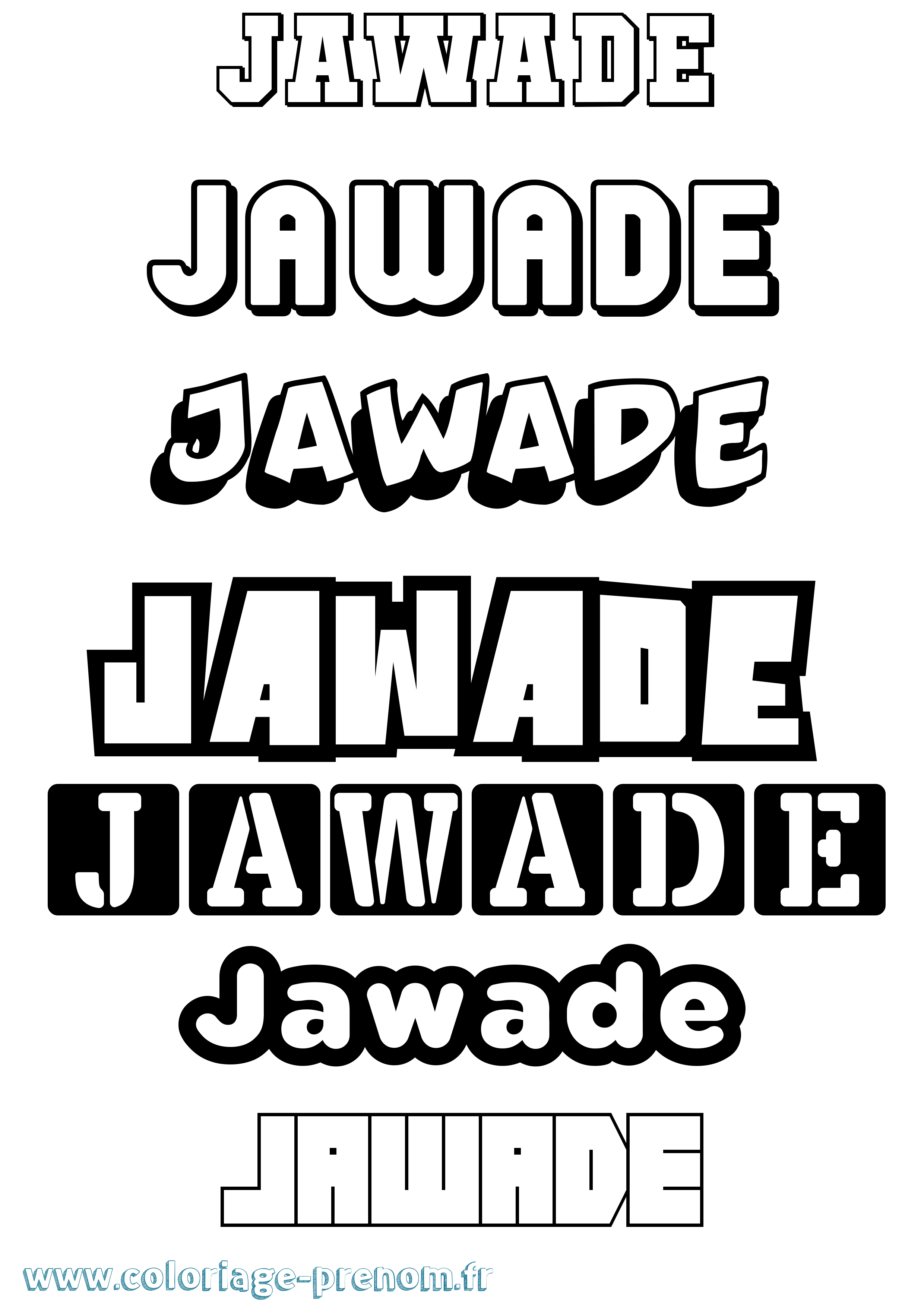 Coloriage prénom Jawade Simple