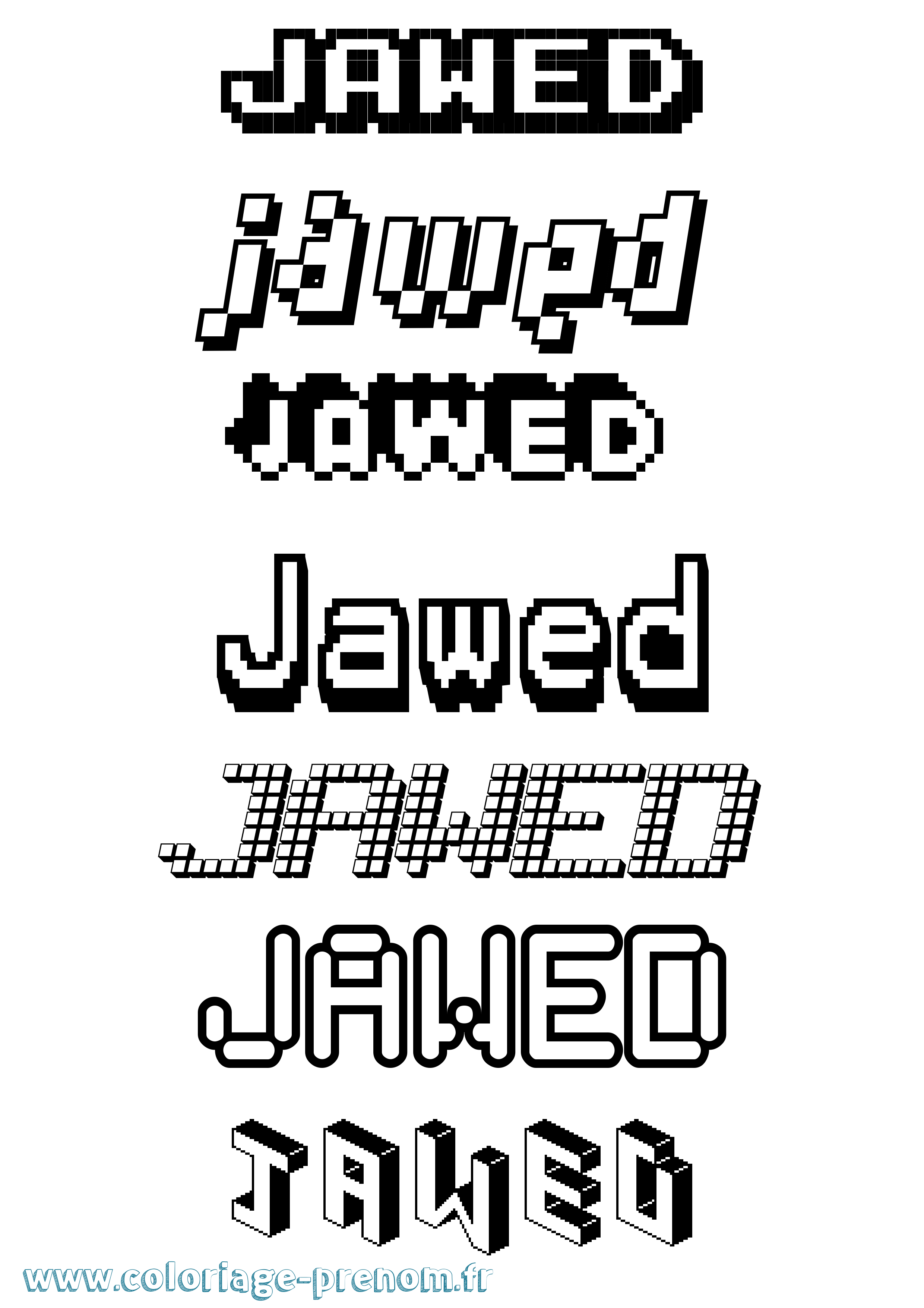 Coloriage prénom Jawed Pixel