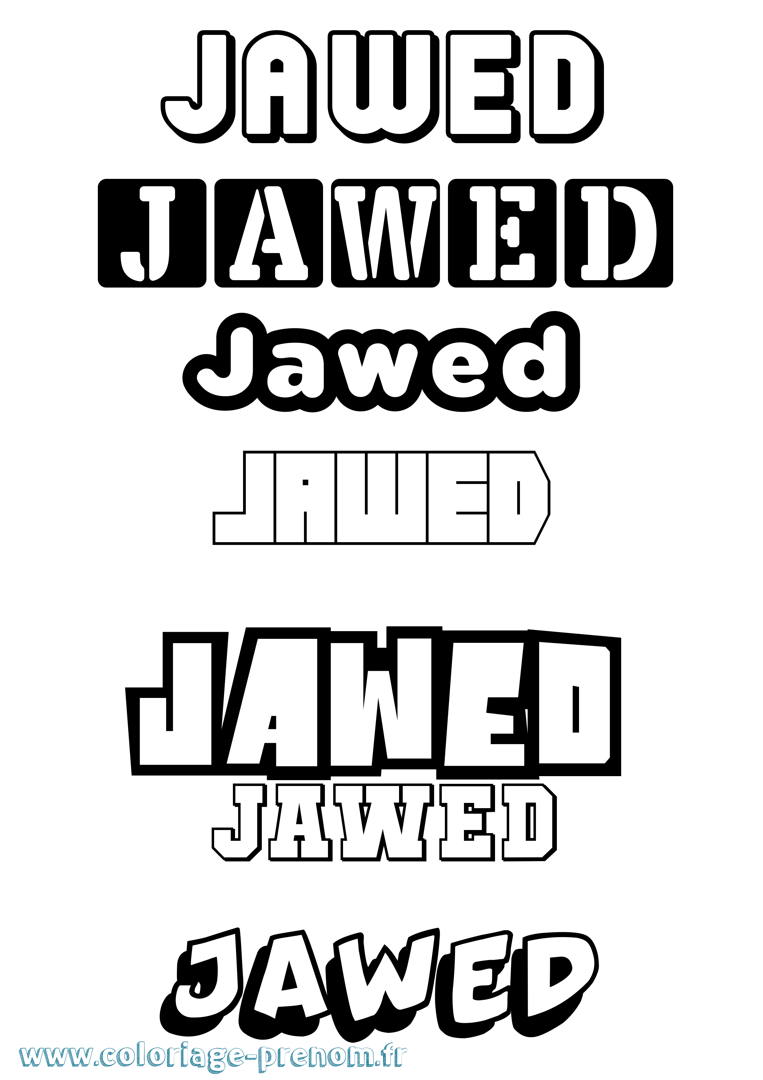 Coloriage prénom Jawed Simple