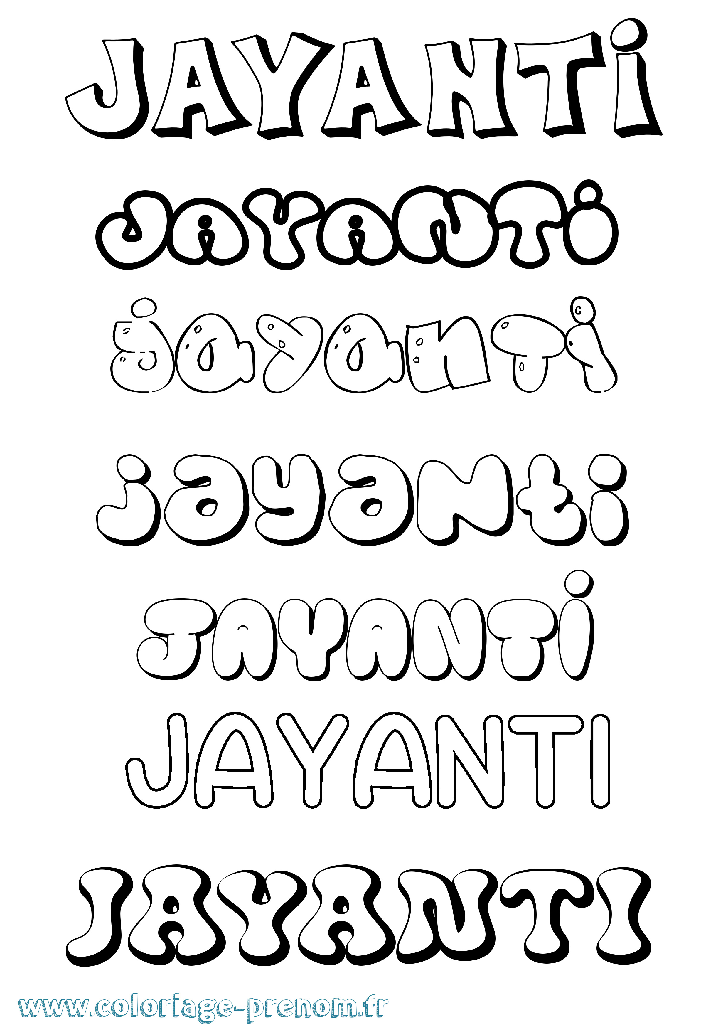 Coloriage prénom Jayanti Bubble