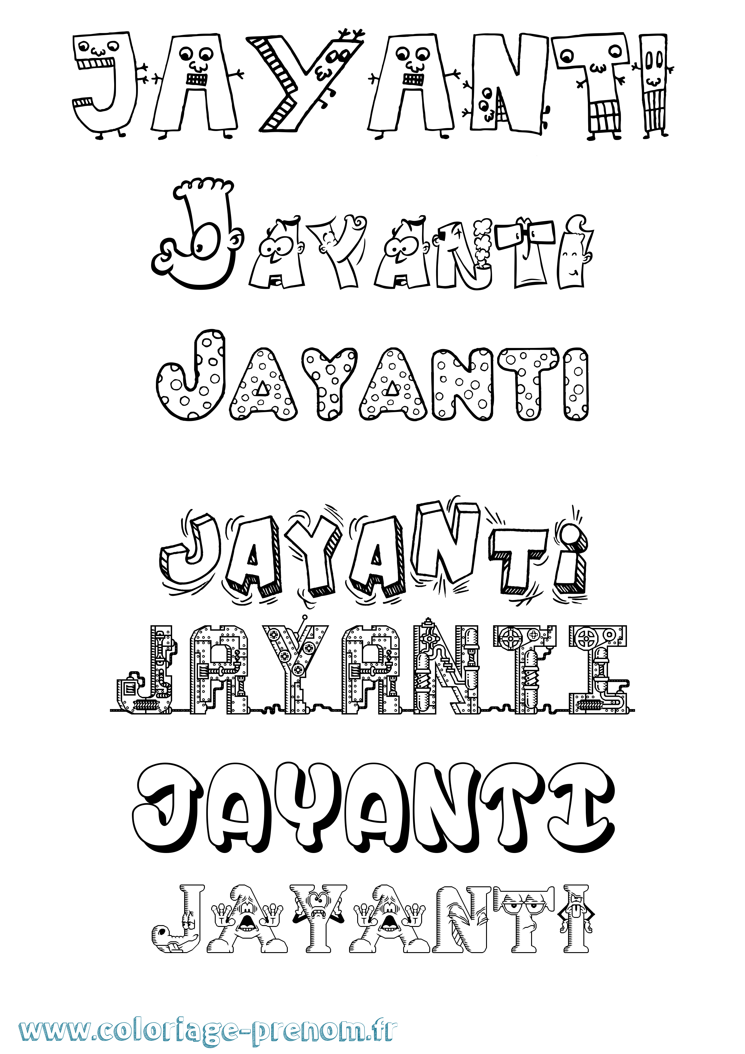 Coloriage prénom Jayanti Fun