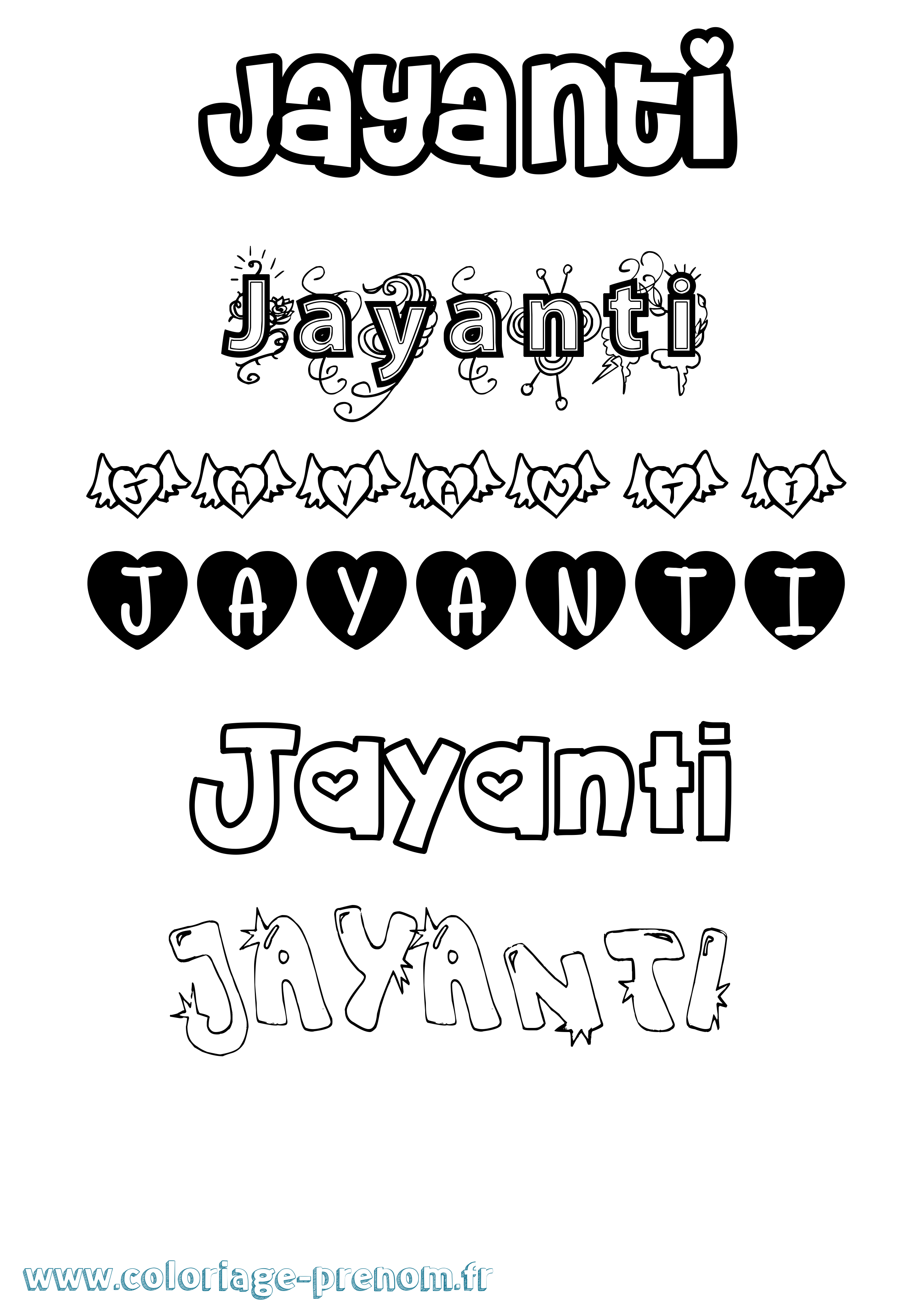 Coloriage prénom Jayanti Girly