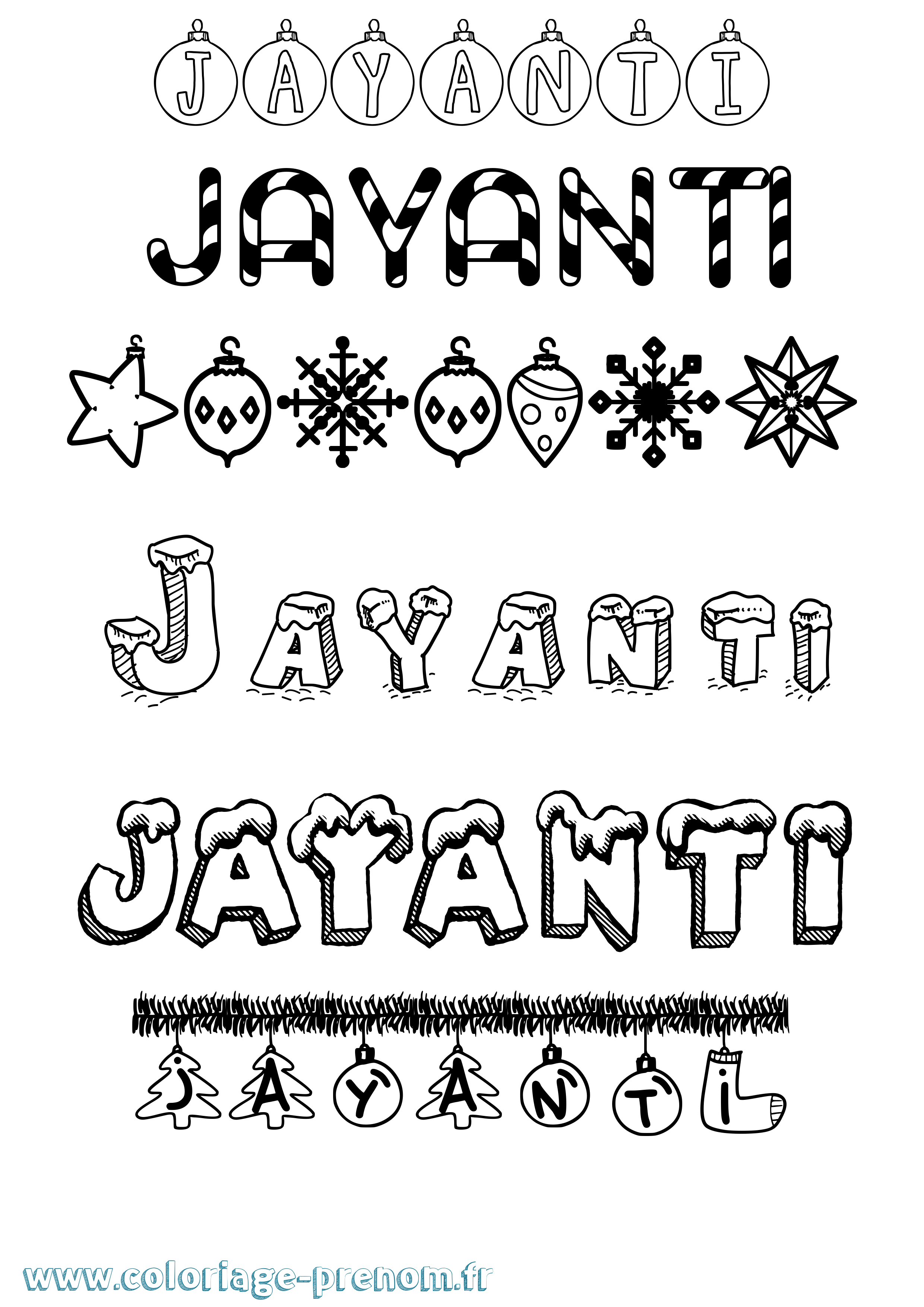 Coloriage prénom Jayanti Noël