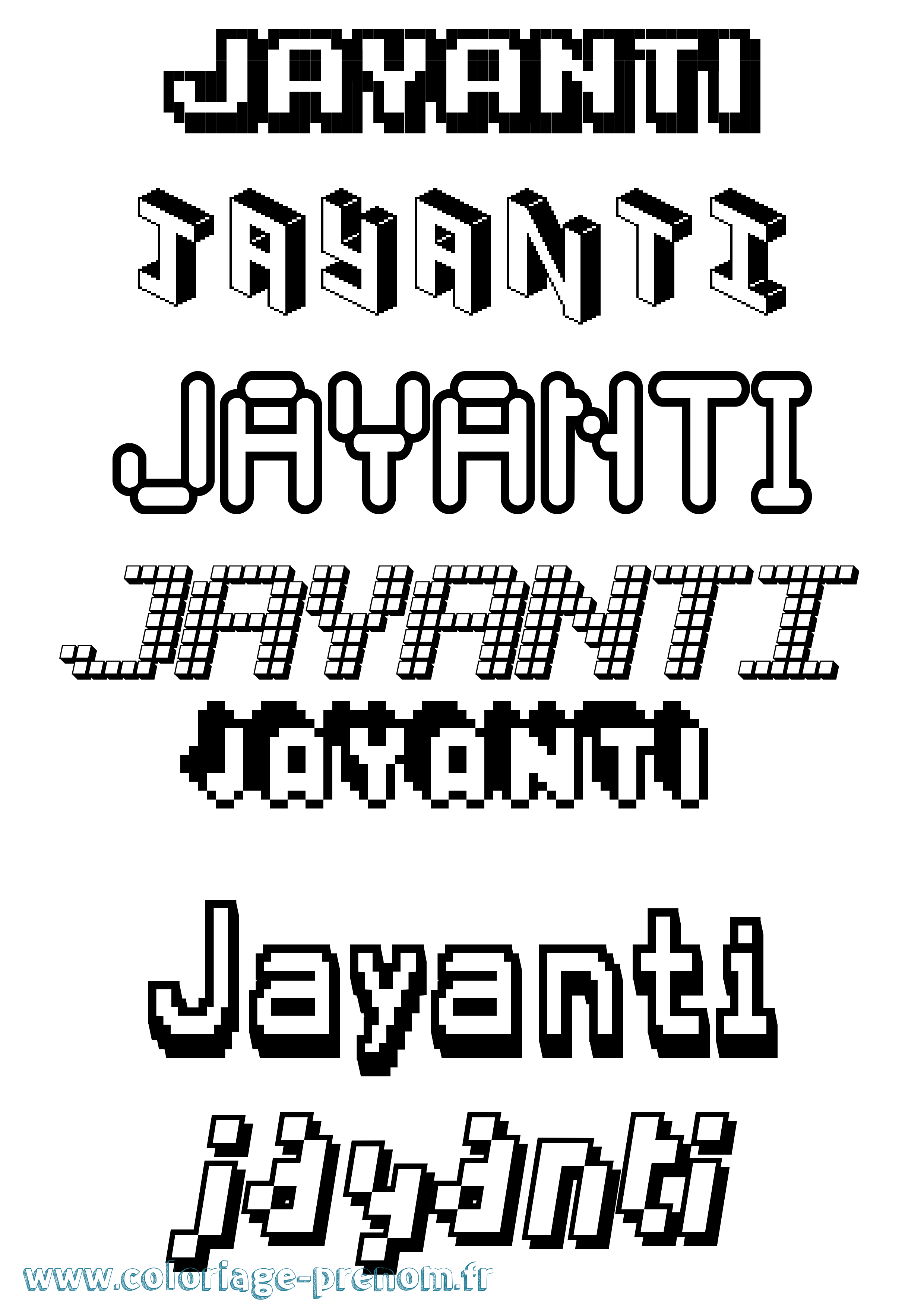 Coloriage prénom Jayanti Pixel