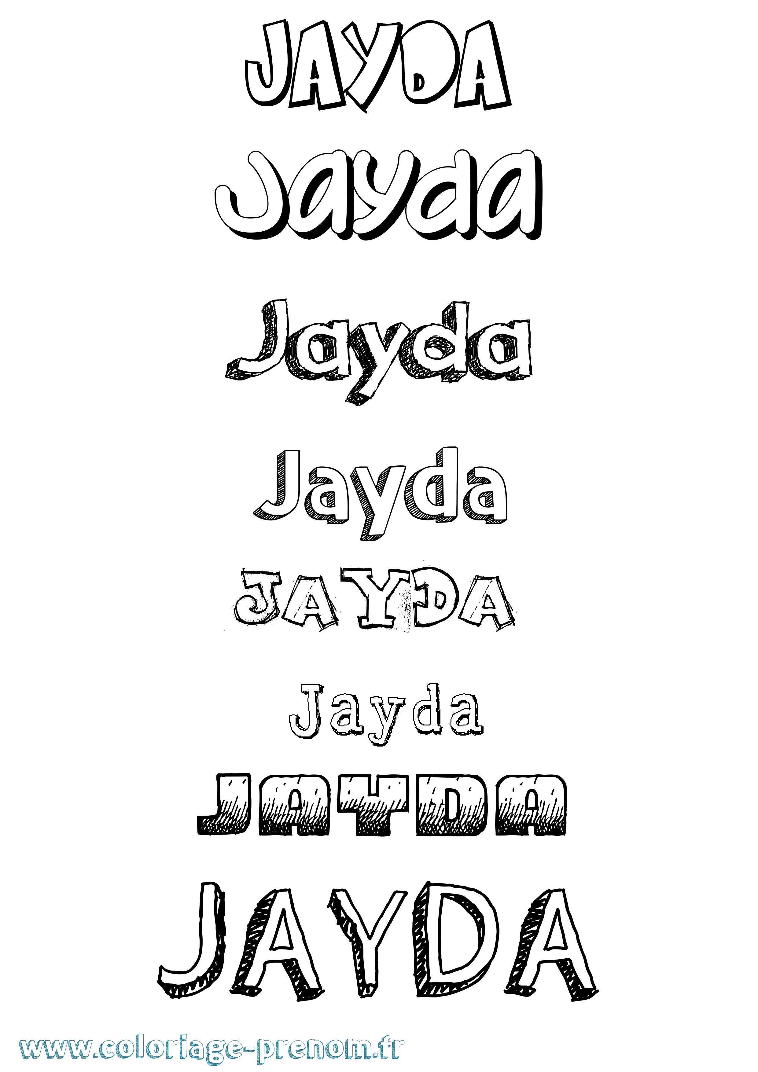 Coloriage prénom Jayda Dessiné