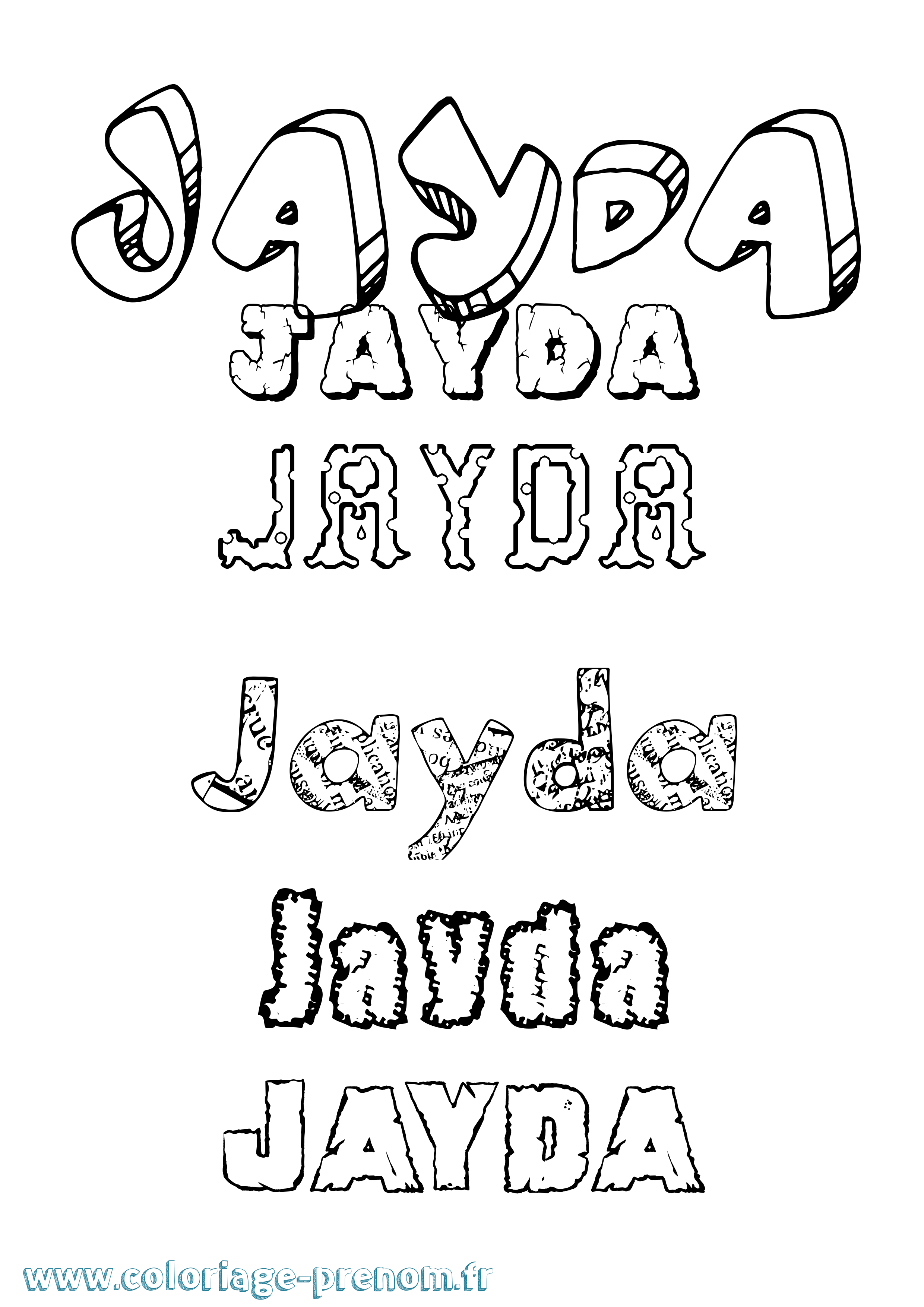 Coloriage prénom Jayda Destructuré