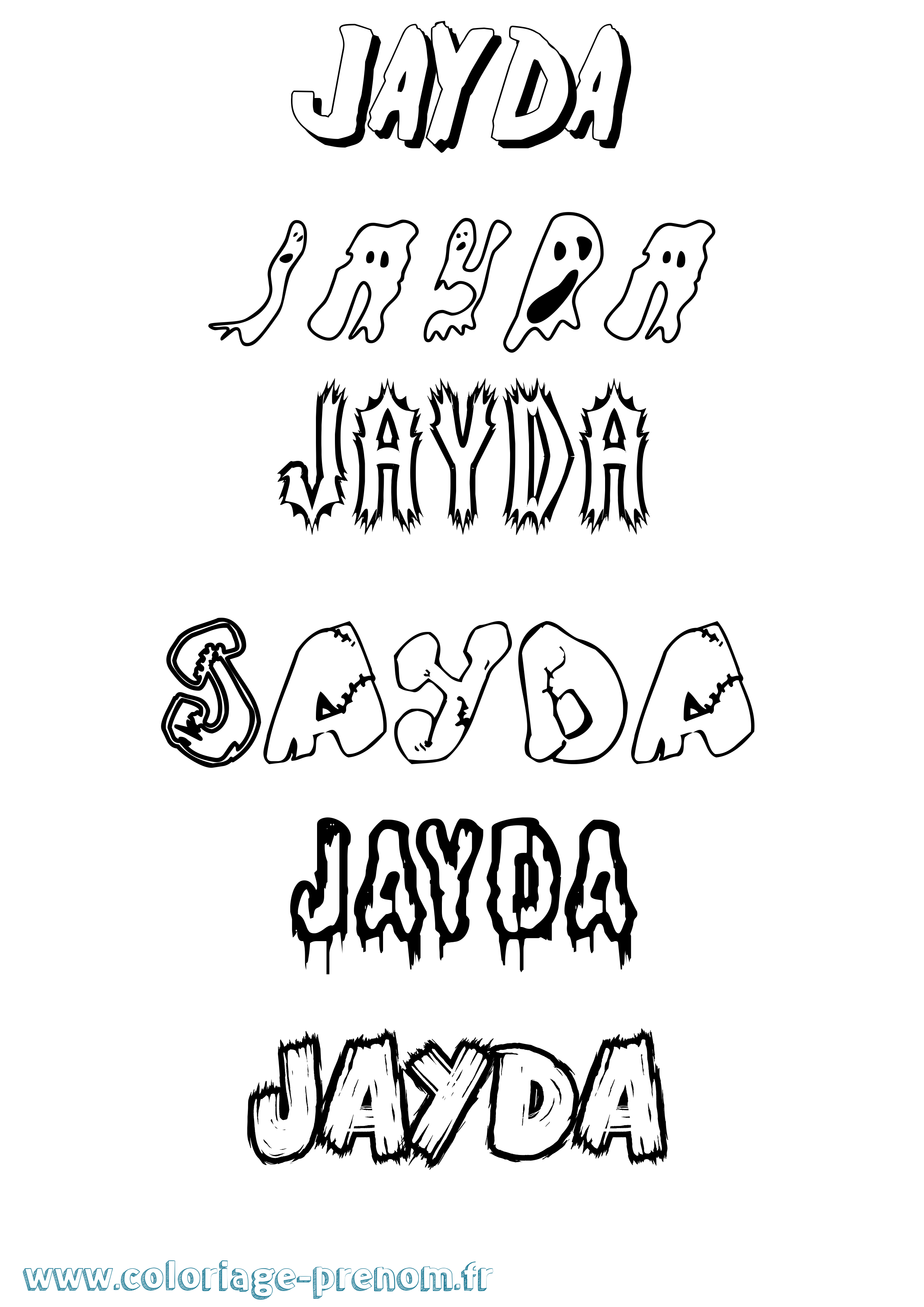 Coloriage prénom Jayda Frisson