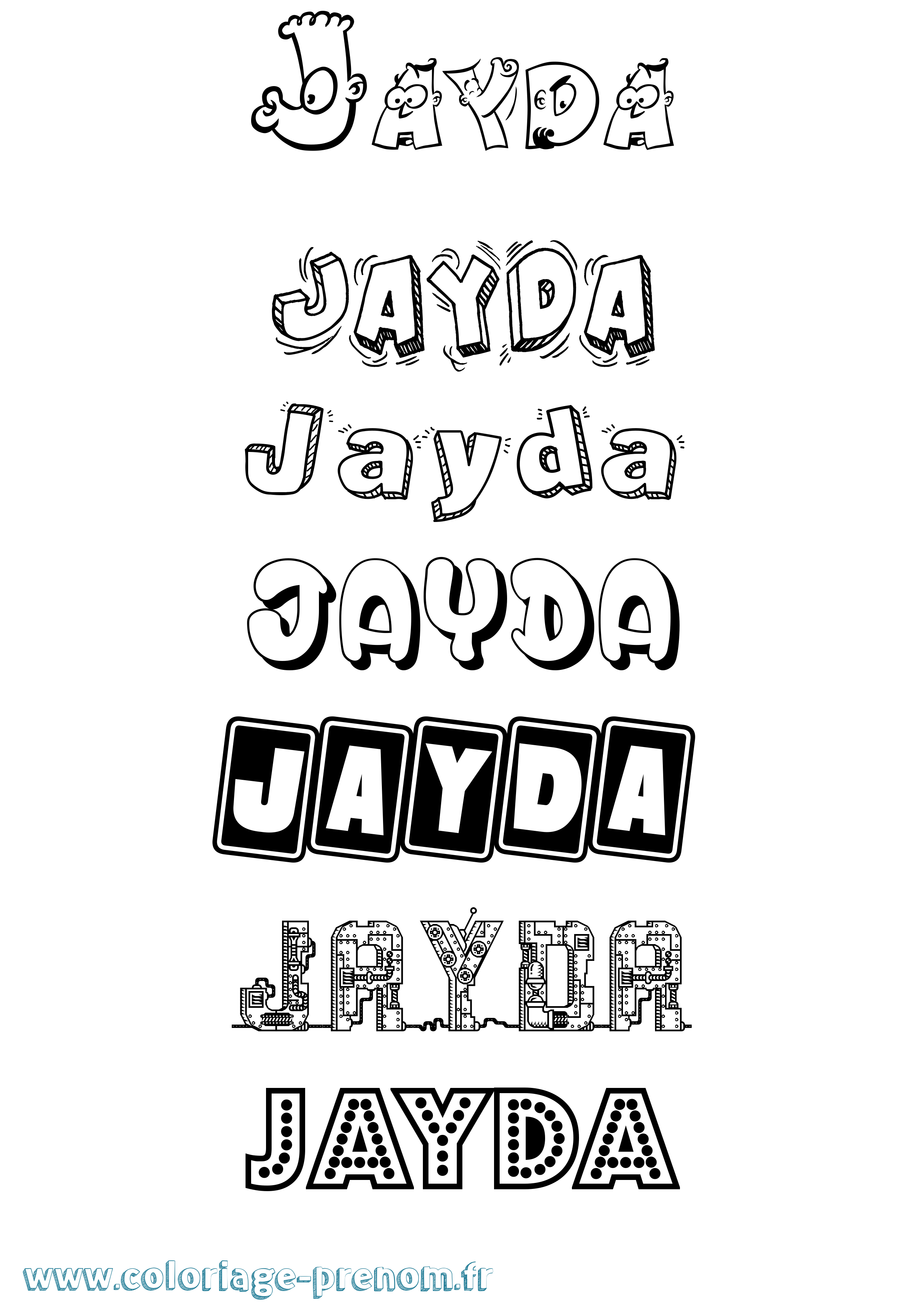 Coloriage prénom Jayda Fun