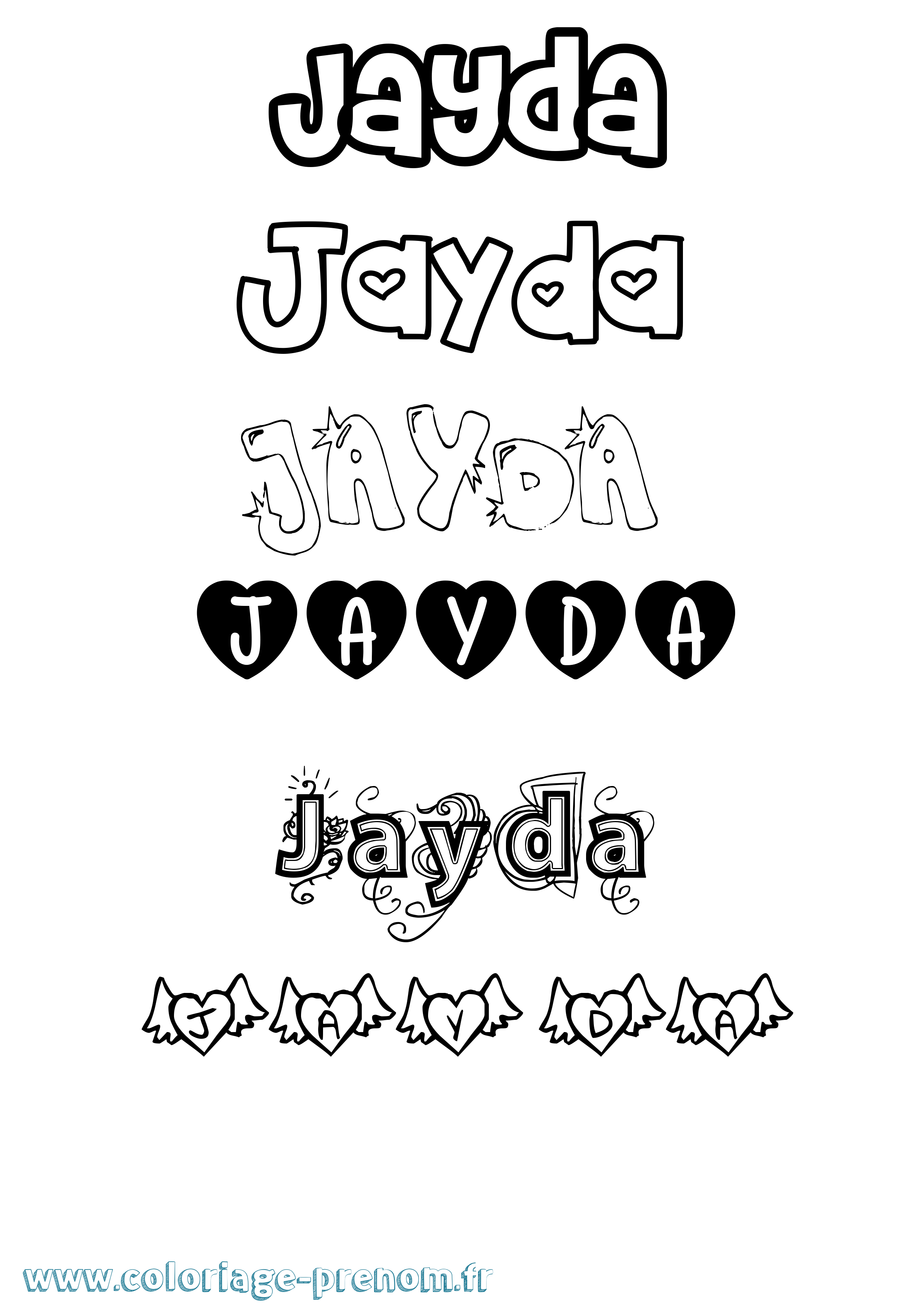 Coloriage prénom Jayda Girly