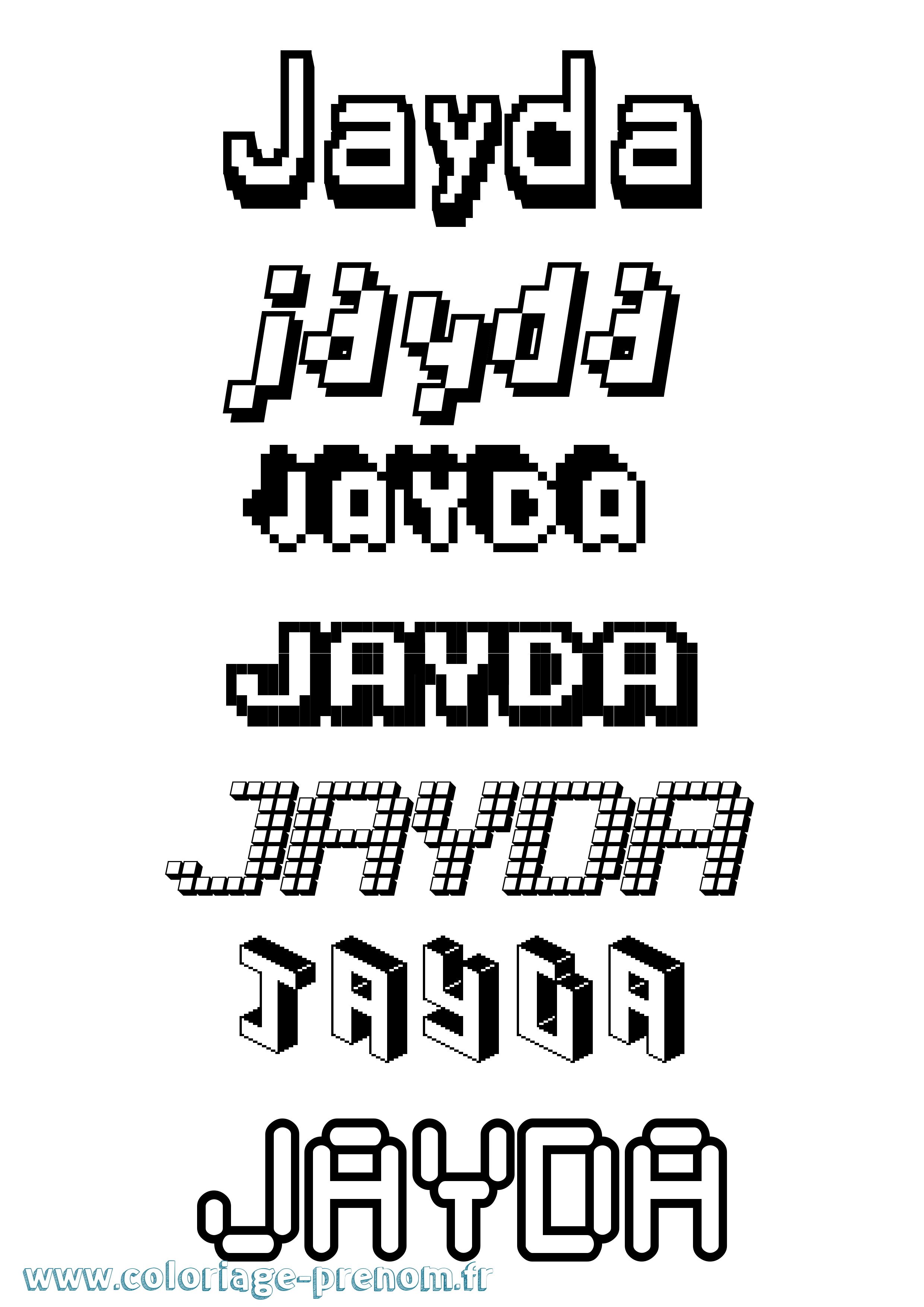 Coloriage prénom Jayda Pixel