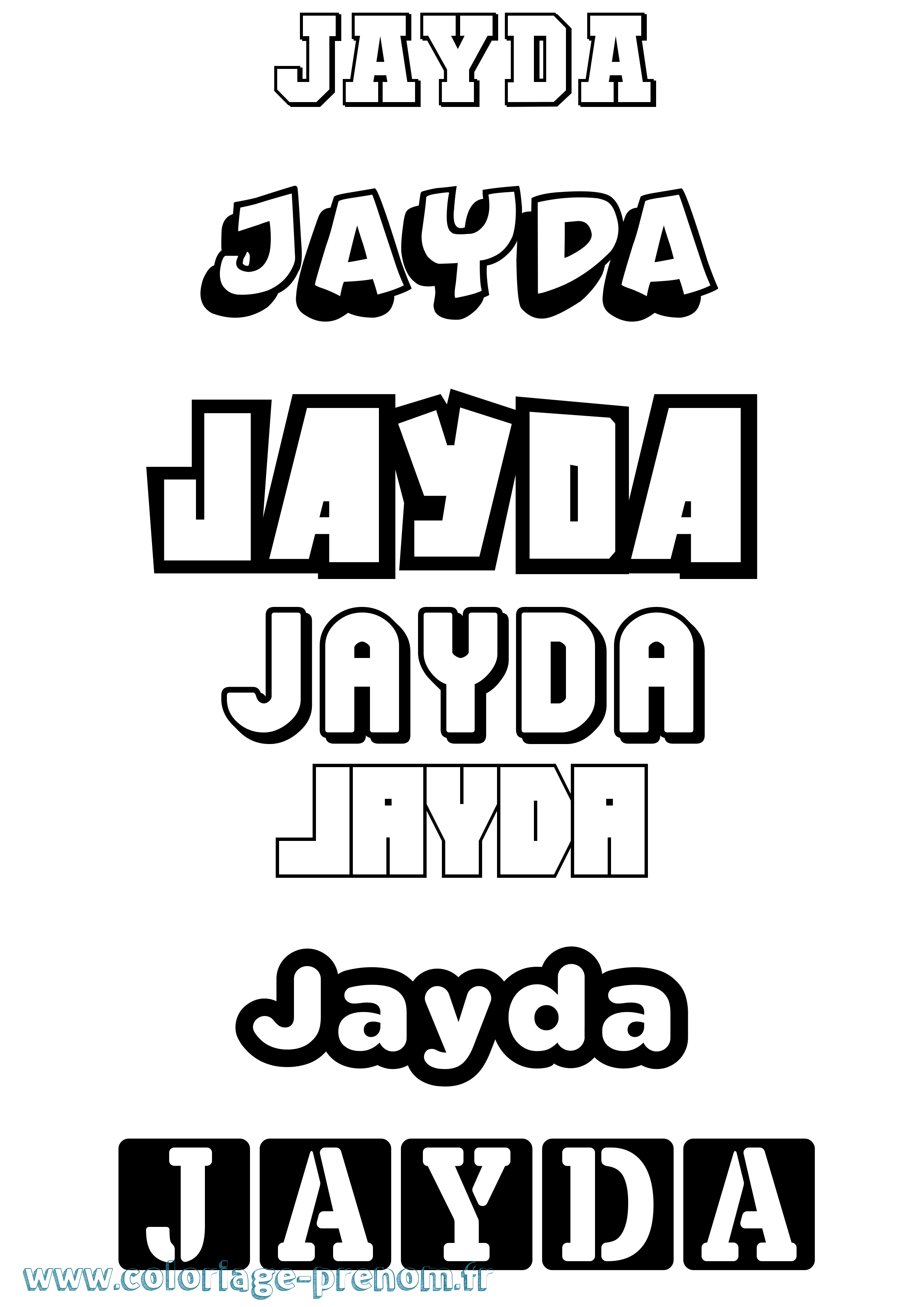 Coloriage prénom Jayda Simple