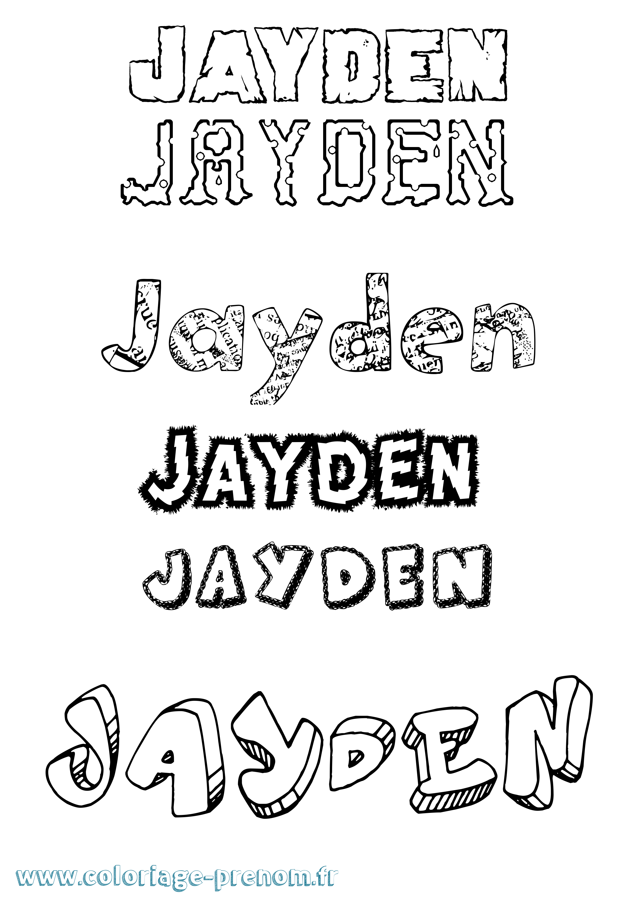 Coloriage prénom Jayden Destructuré
